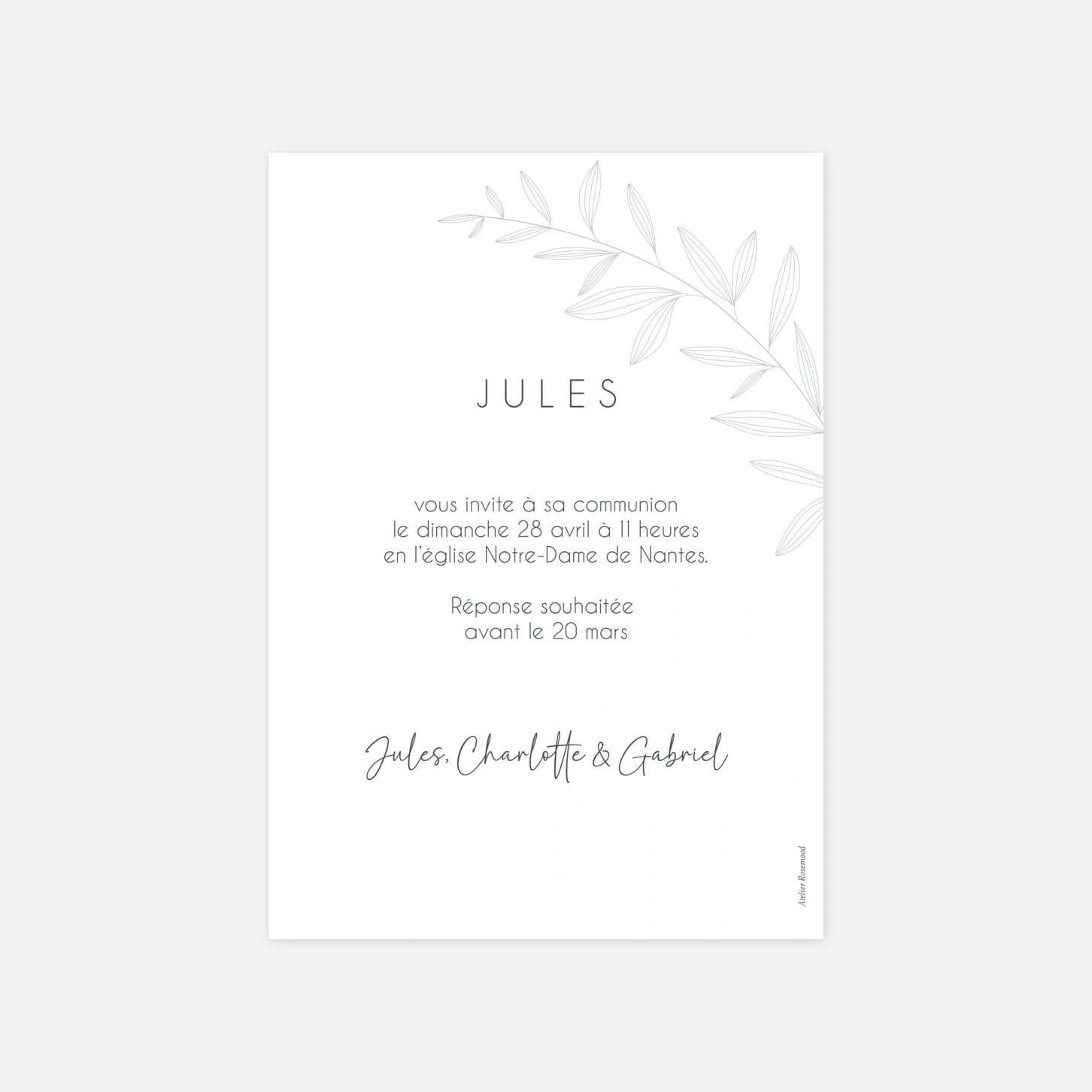 Invitation communion Poisson Minimaliste