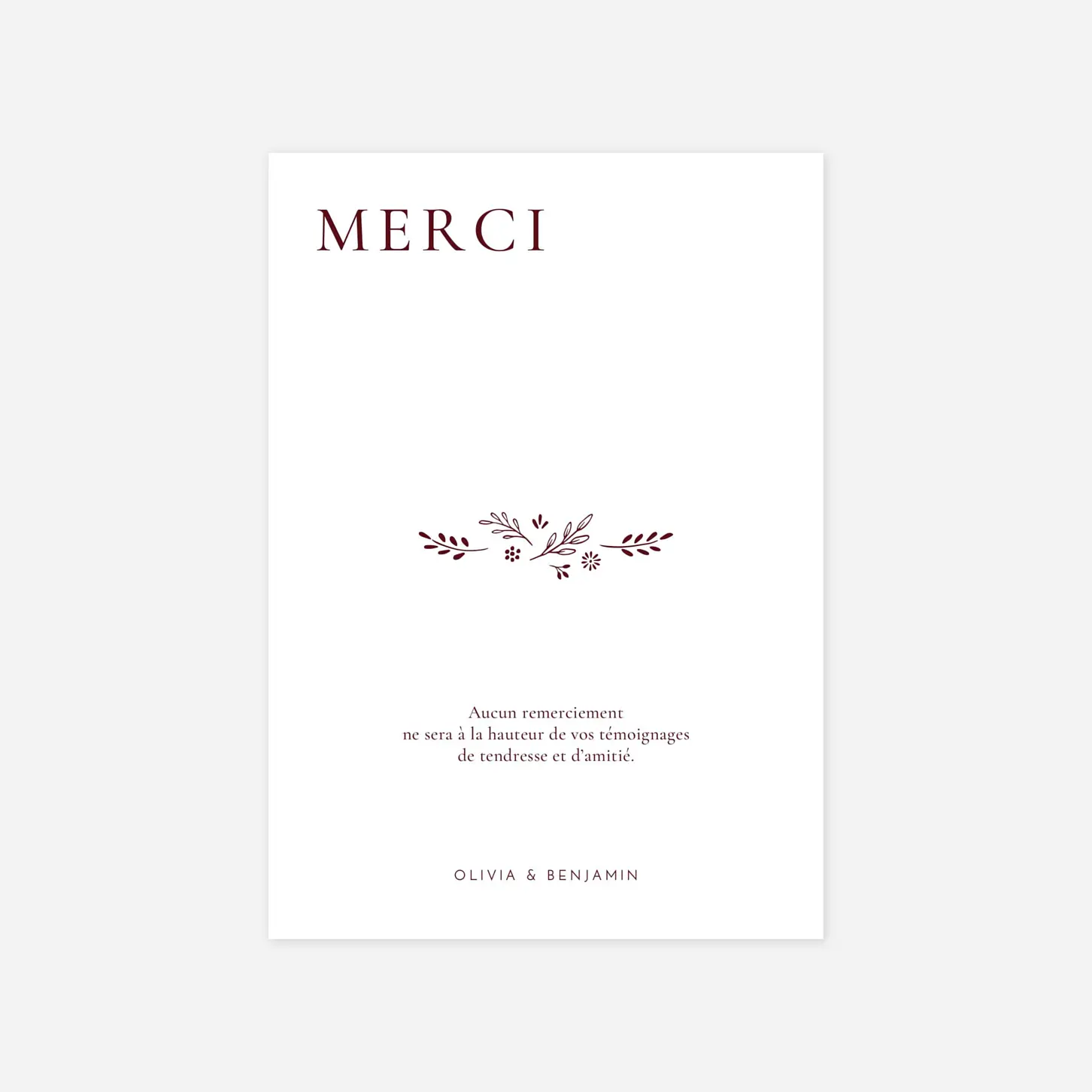 Carte de remerciements Laure de Sagazan II