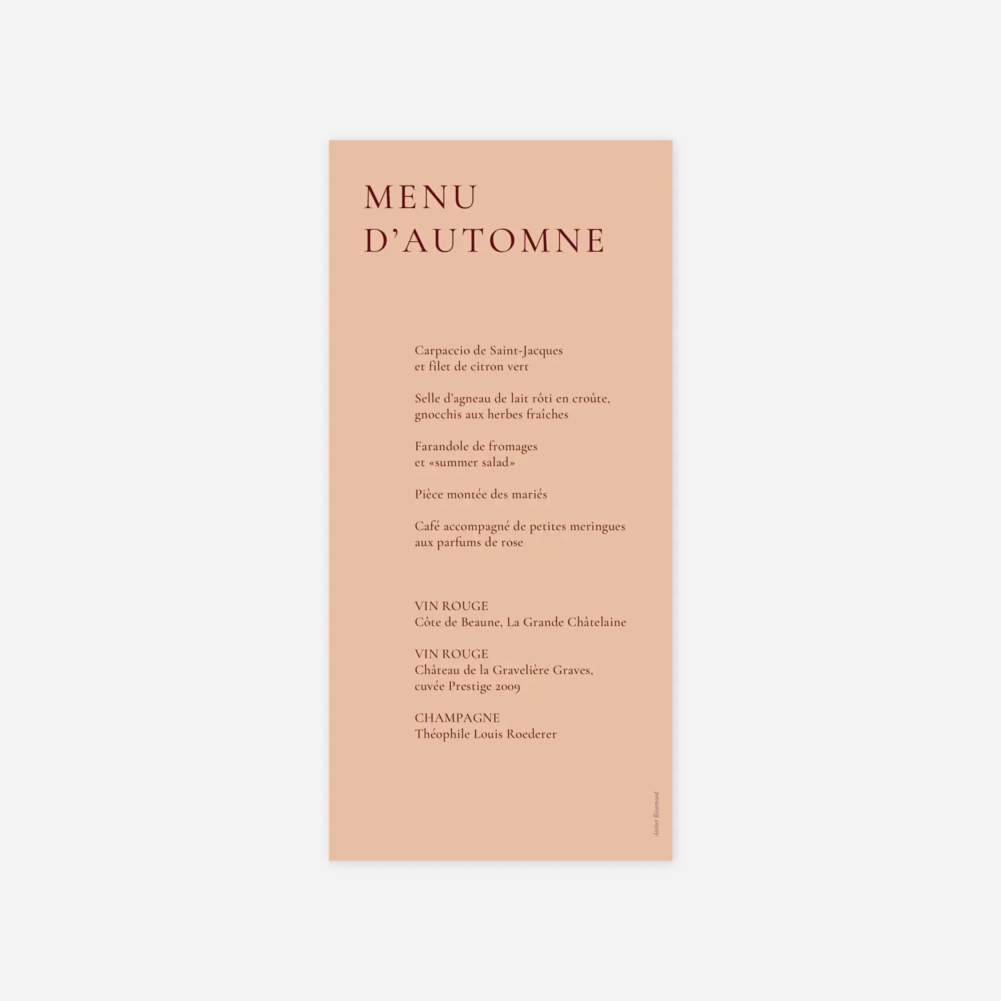 Menu mariage Laure de Sagazan II