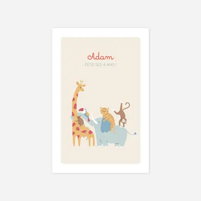 invitation anniversaire enfant La famille des animaux