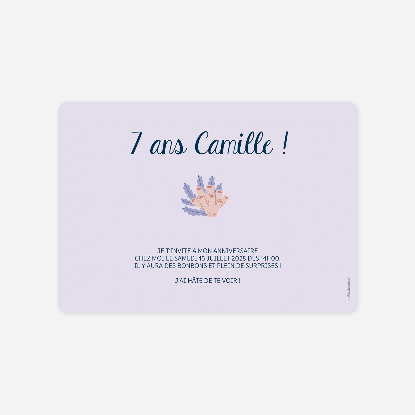 invitation anniversaire enfant Jardin sous‑marin