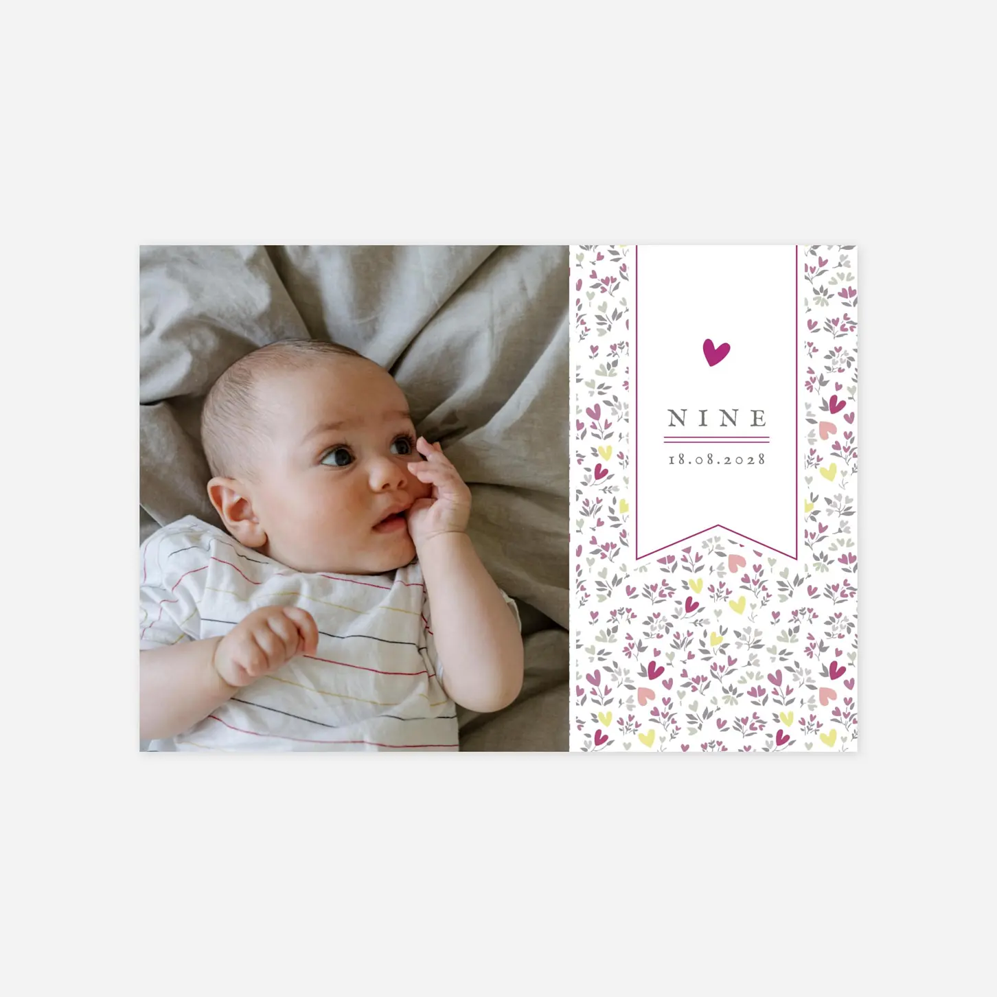 Faire-part naissance Liberty coeur