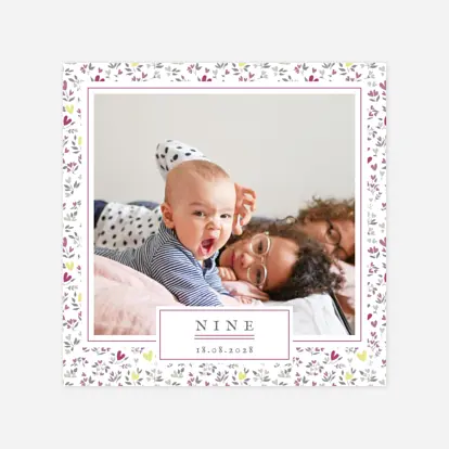 Faire-part naissance Liberty coeur