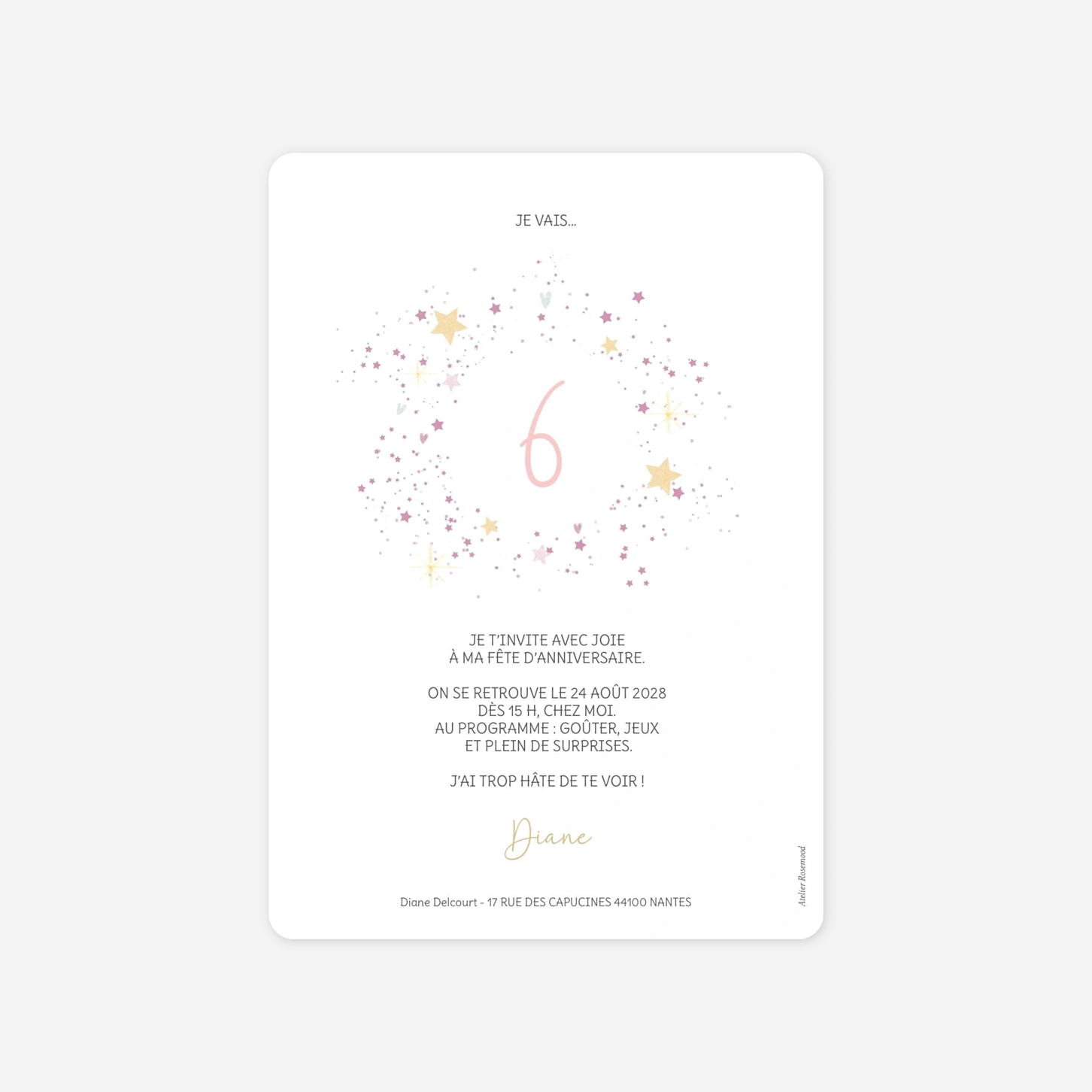 invitation anniversaire enfant Licorne enchantée
