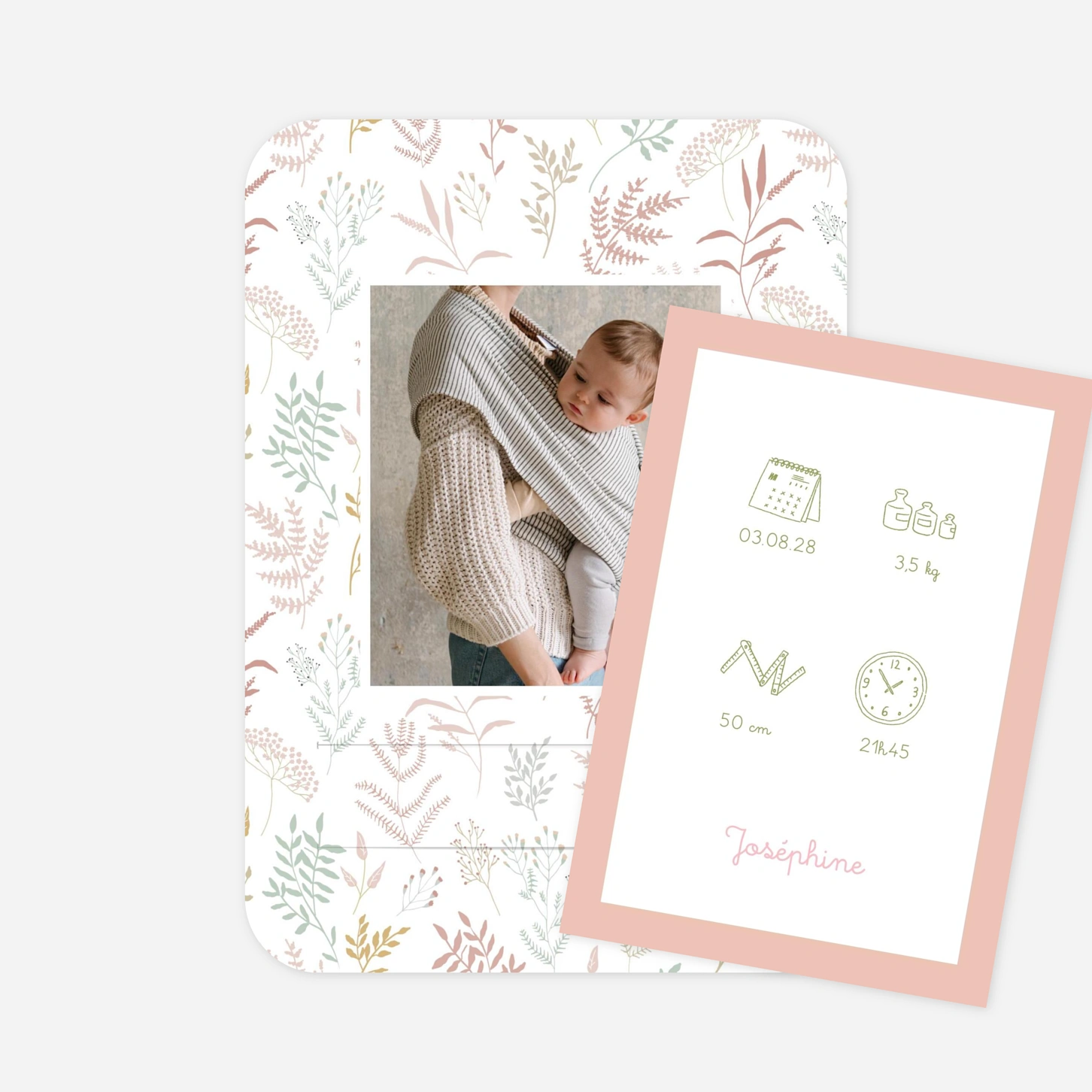 Faire-part naissance Liberty feuillage