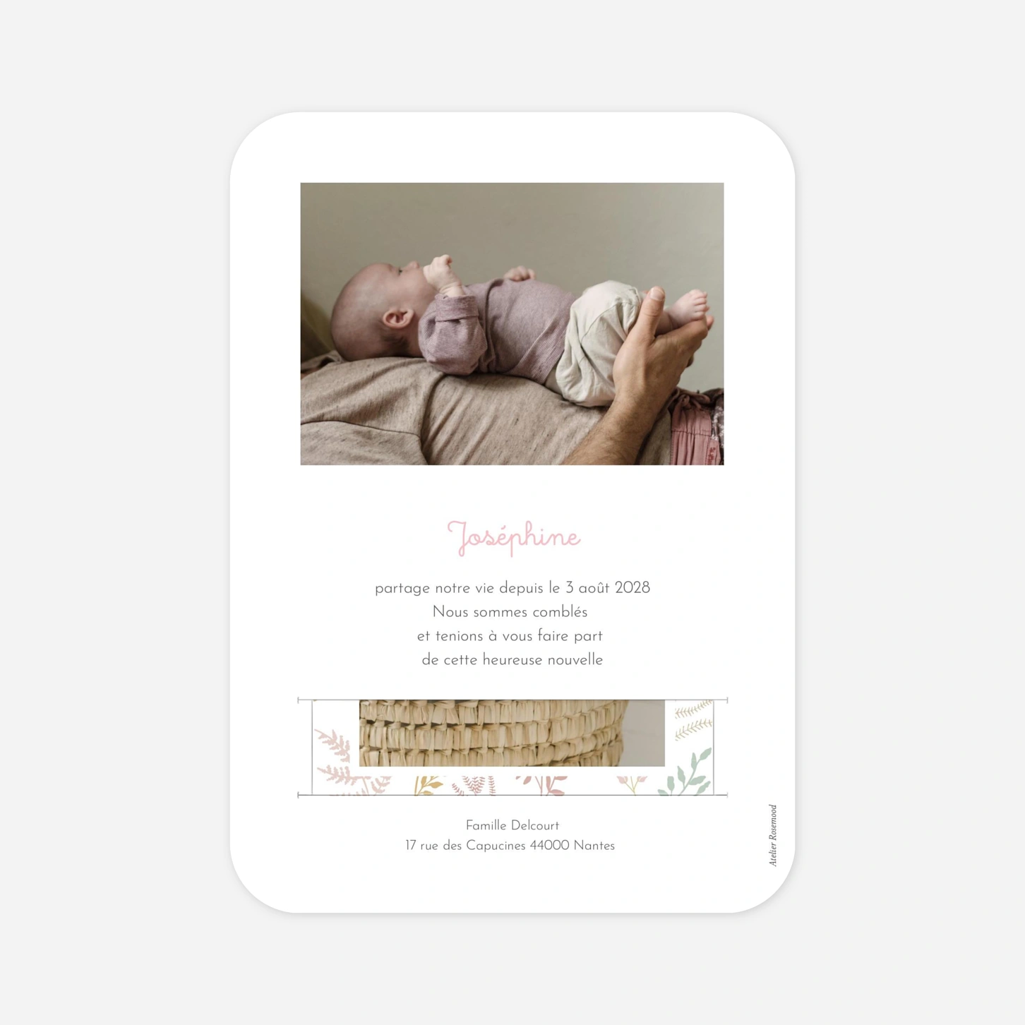 Faire-part naissance Liberty feuillage