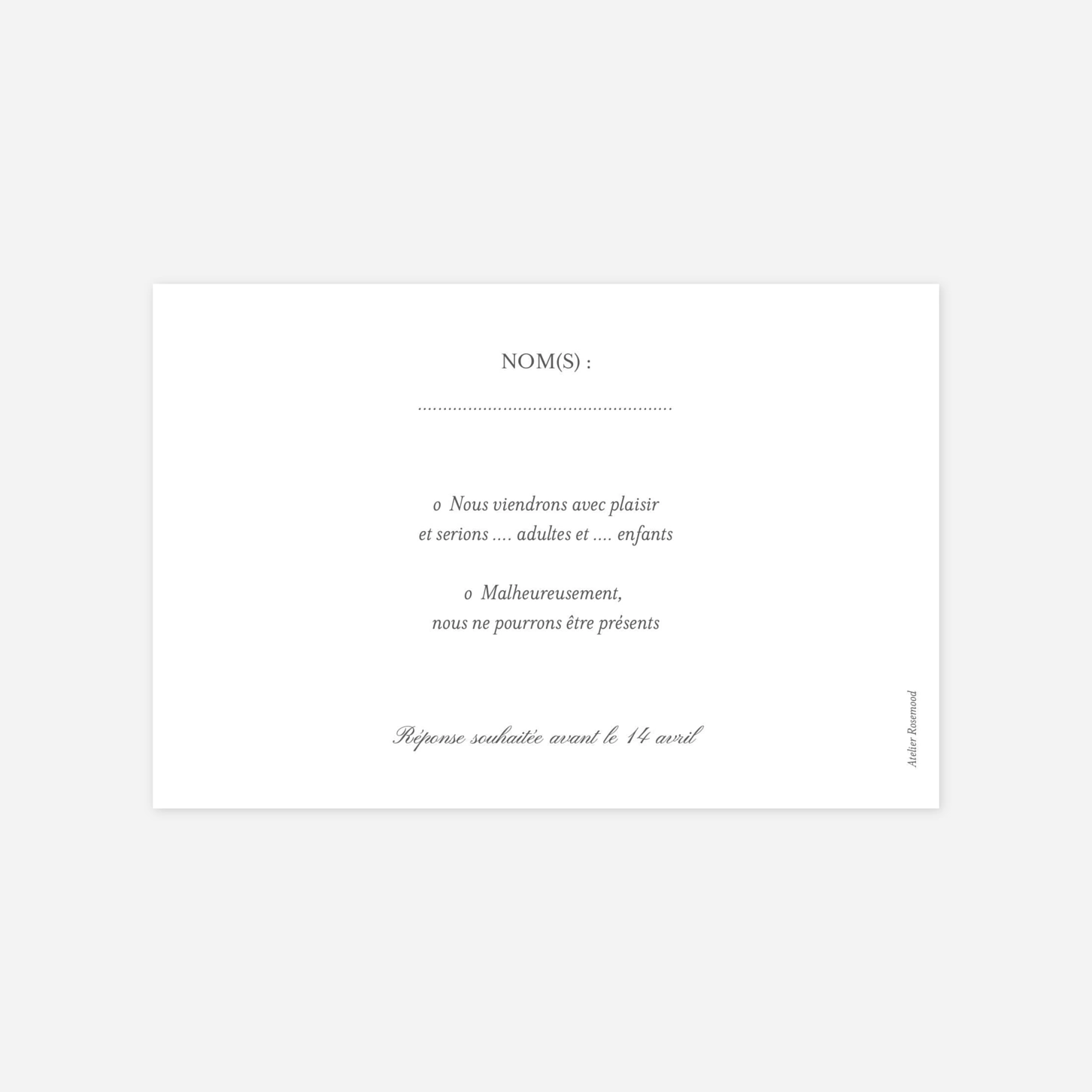 Carton réponse Lieu de noces