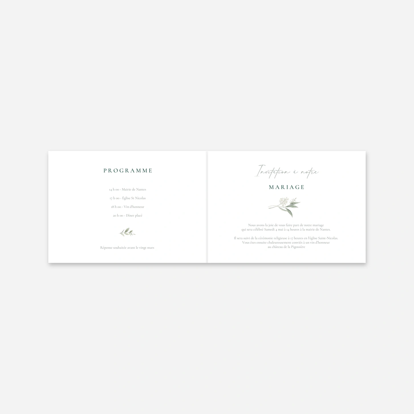 Faire-part mariage Lien végétal