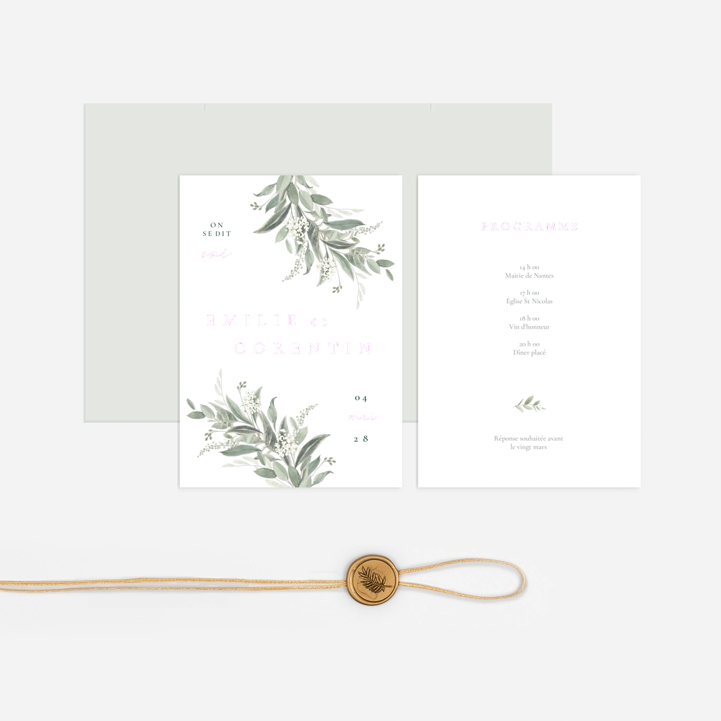 Faire-part mariage Lien végétal