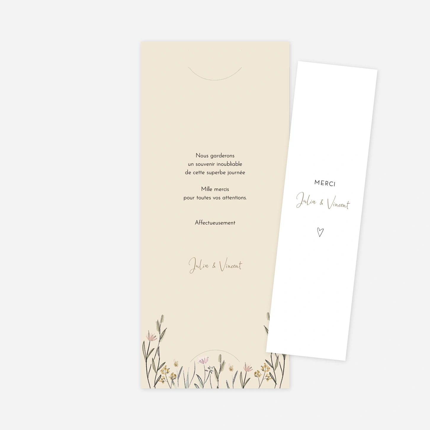 Carte de remerciements Les mariés champêtres