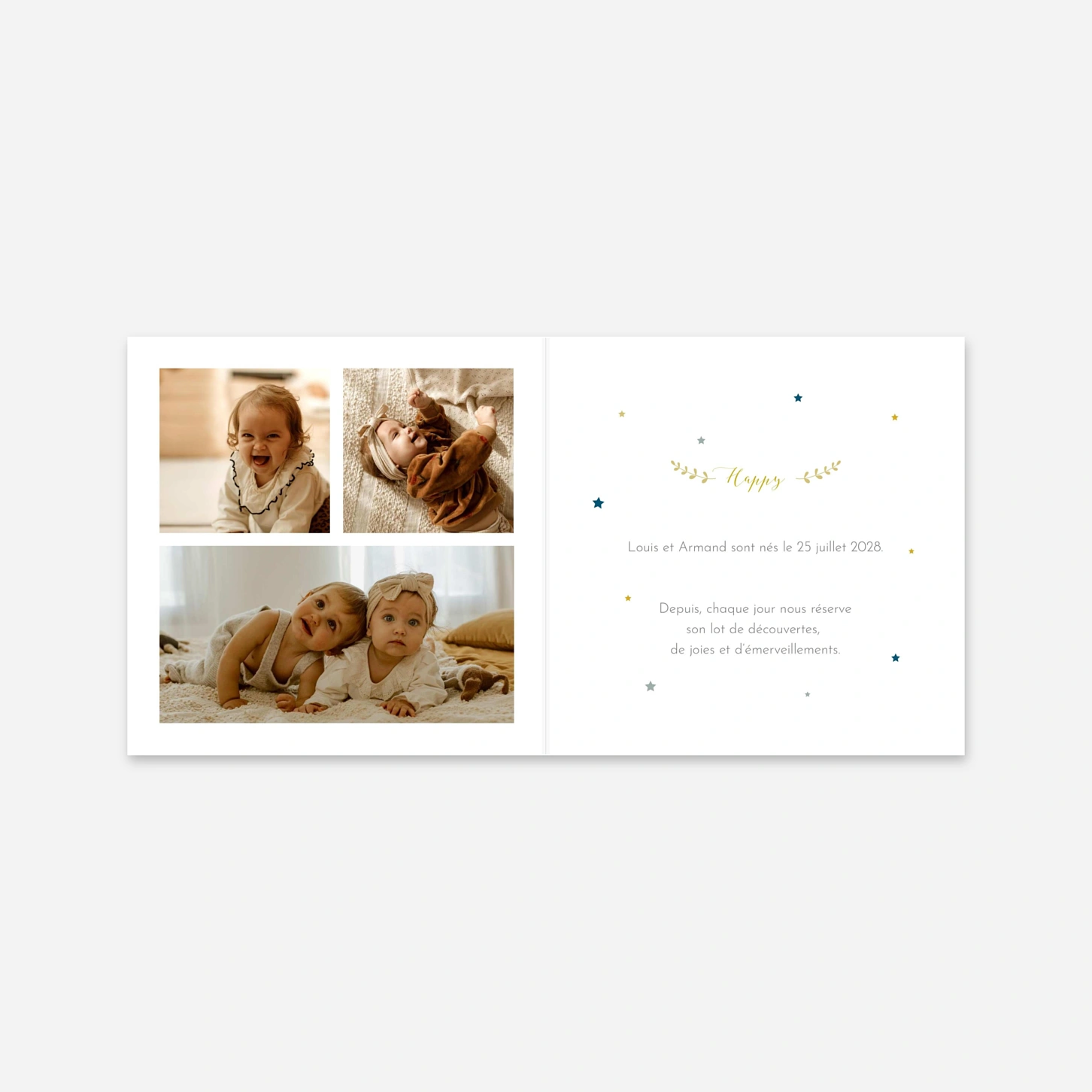 Faire-part naissance jumeaux Lovely family jumeaux
