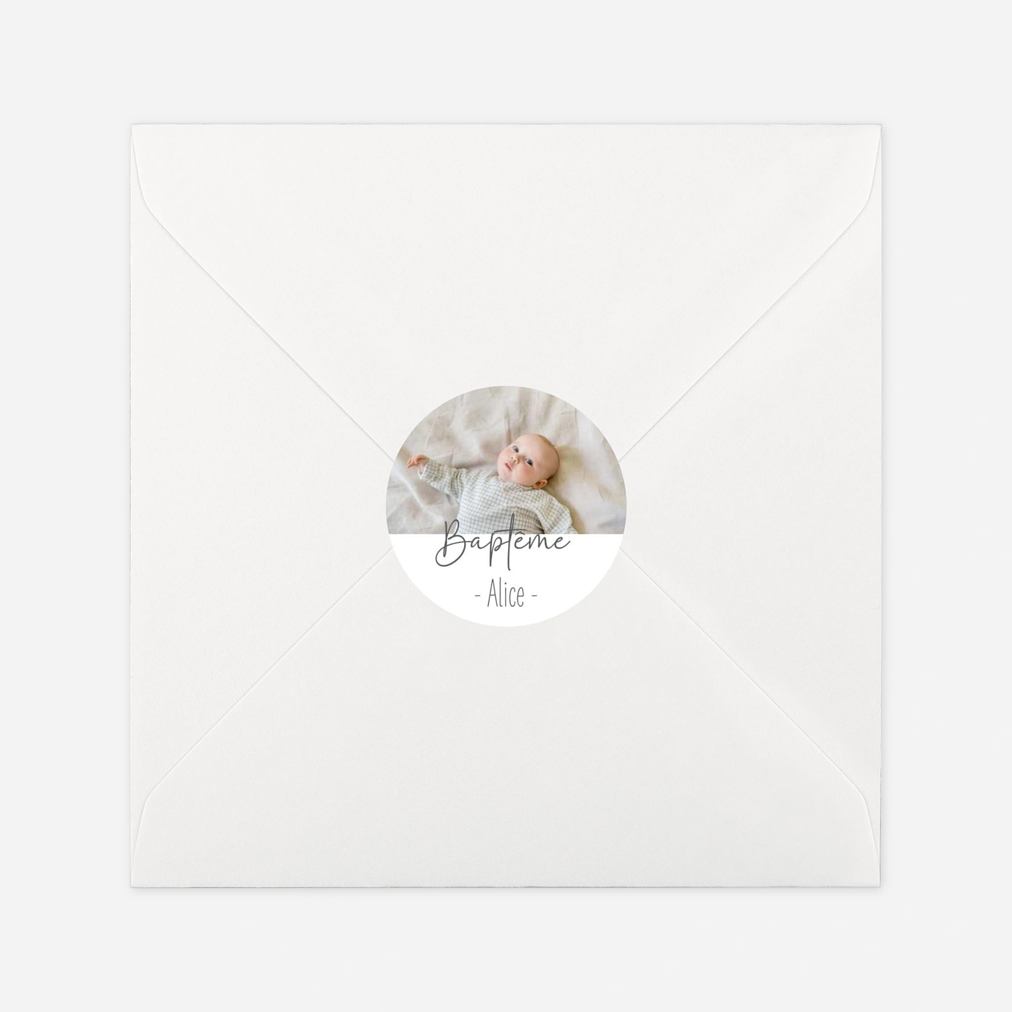 Stickers pour enveloppes baptême Lueur nouvelle