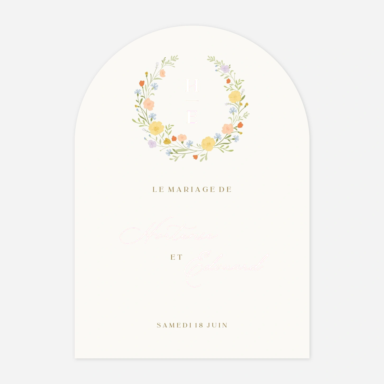 Faire-part mariage Monogramme botanique