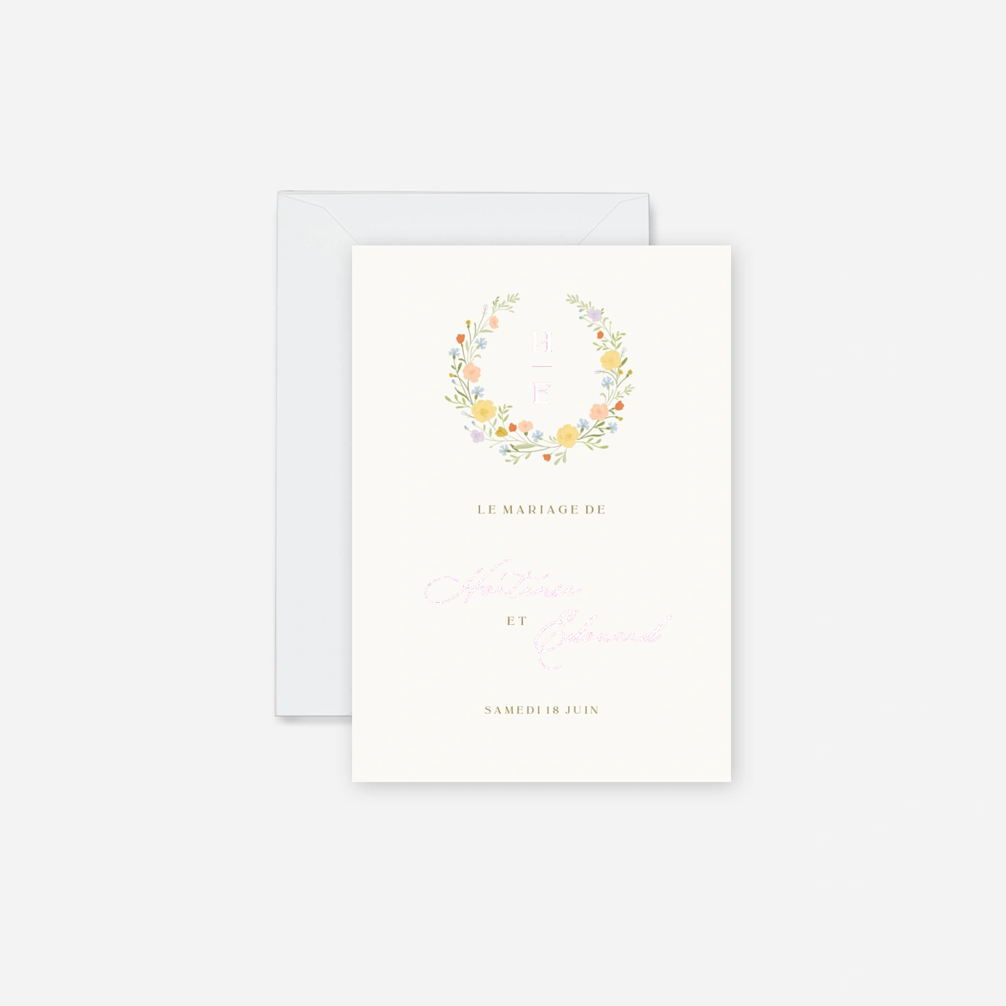 Faire-part mariage Monogramme botanique