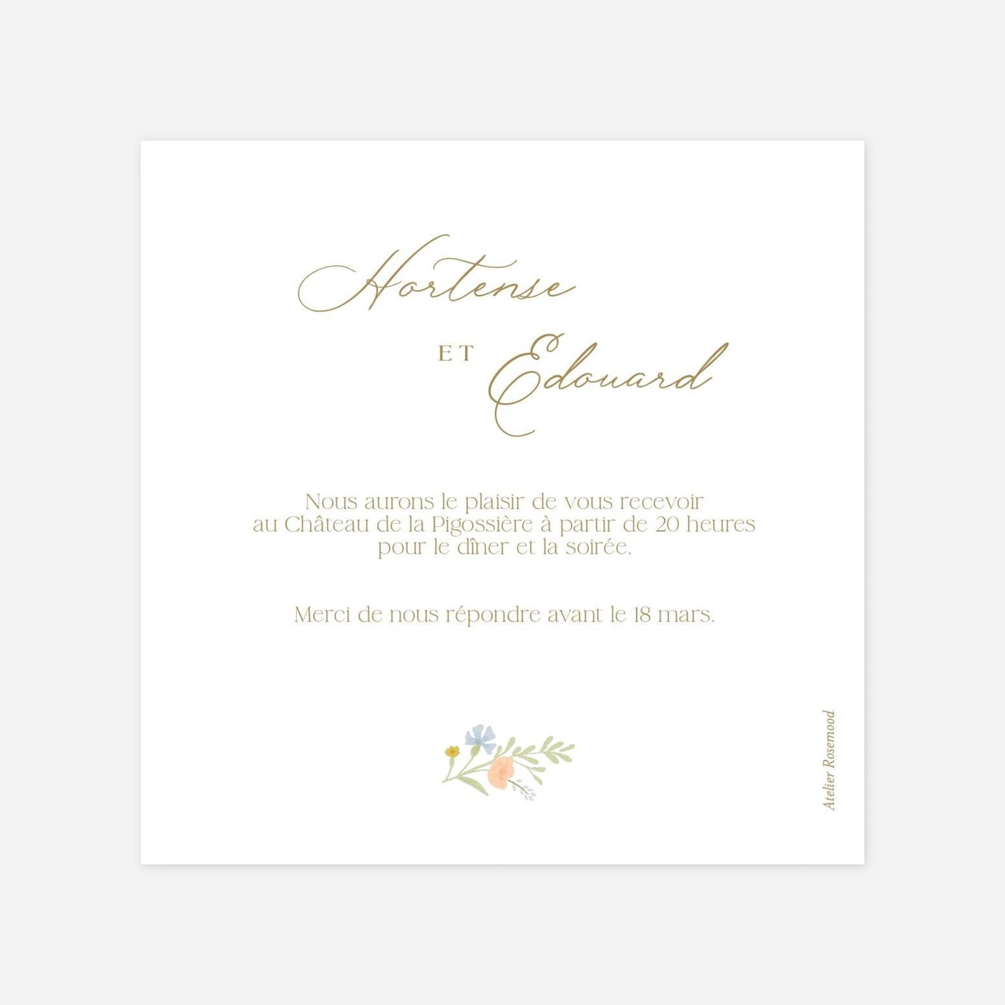 Carton d'invitation Monogramme botanique
