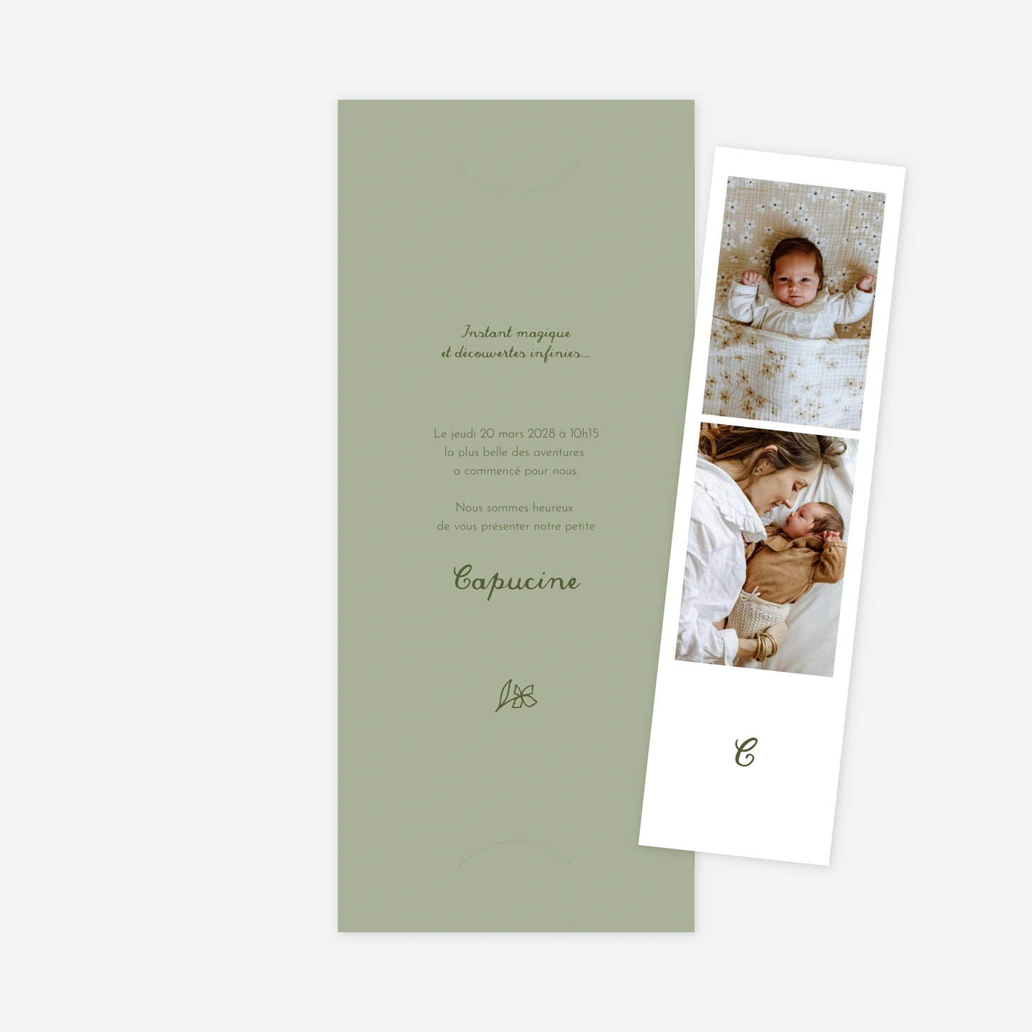 Faire-part naissance Médaillon fleuri