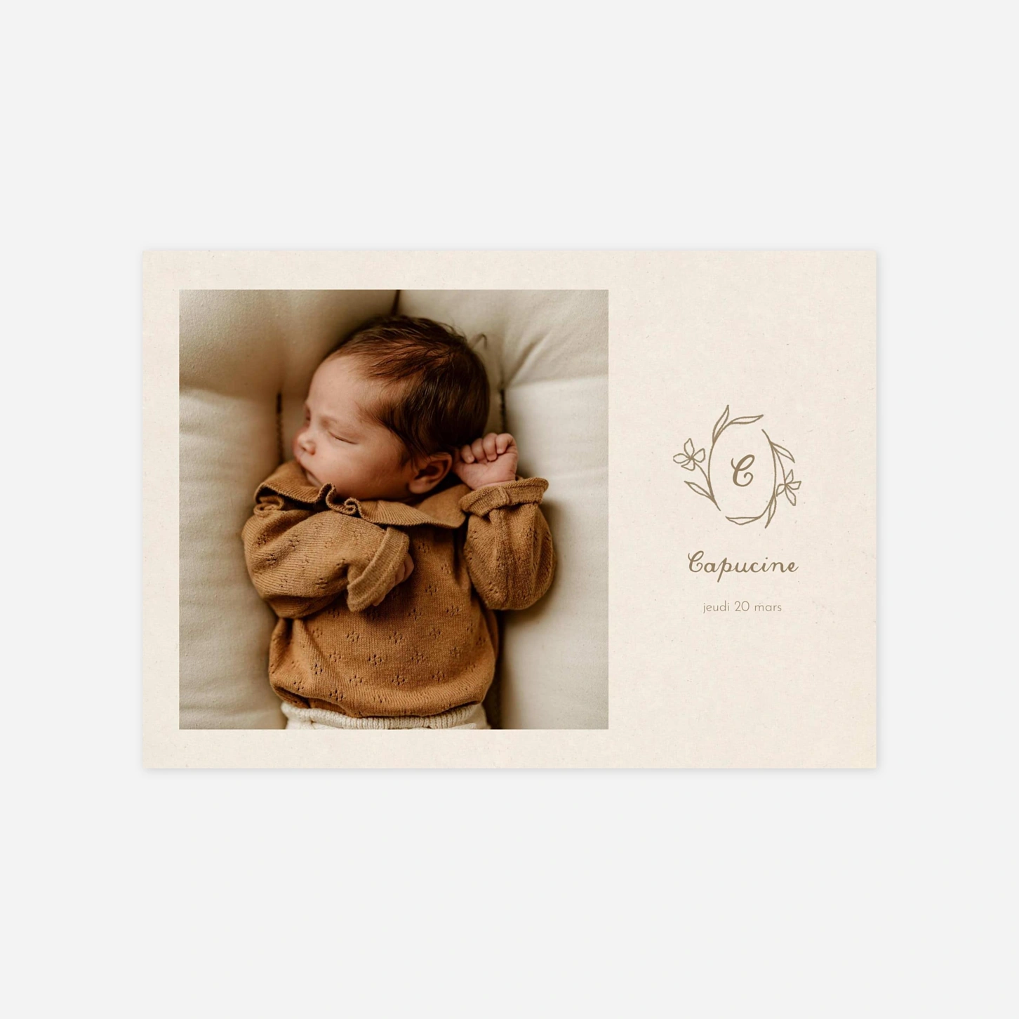 Faire-part naissance Médaillon fleuri