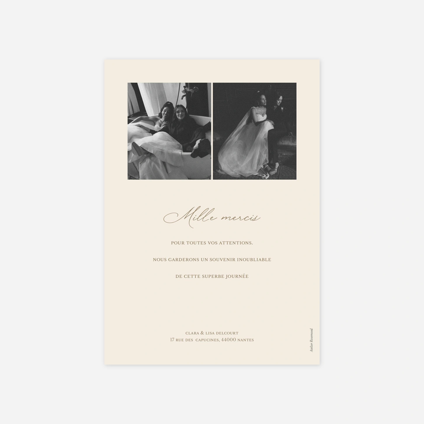 Carte de remerciements Merci infiniment