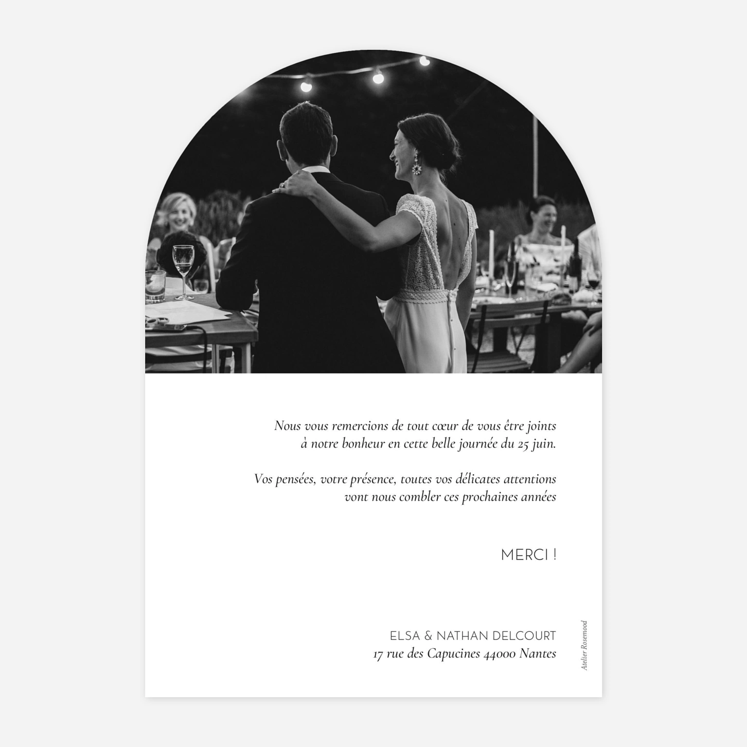 Carte de remerciements Merci