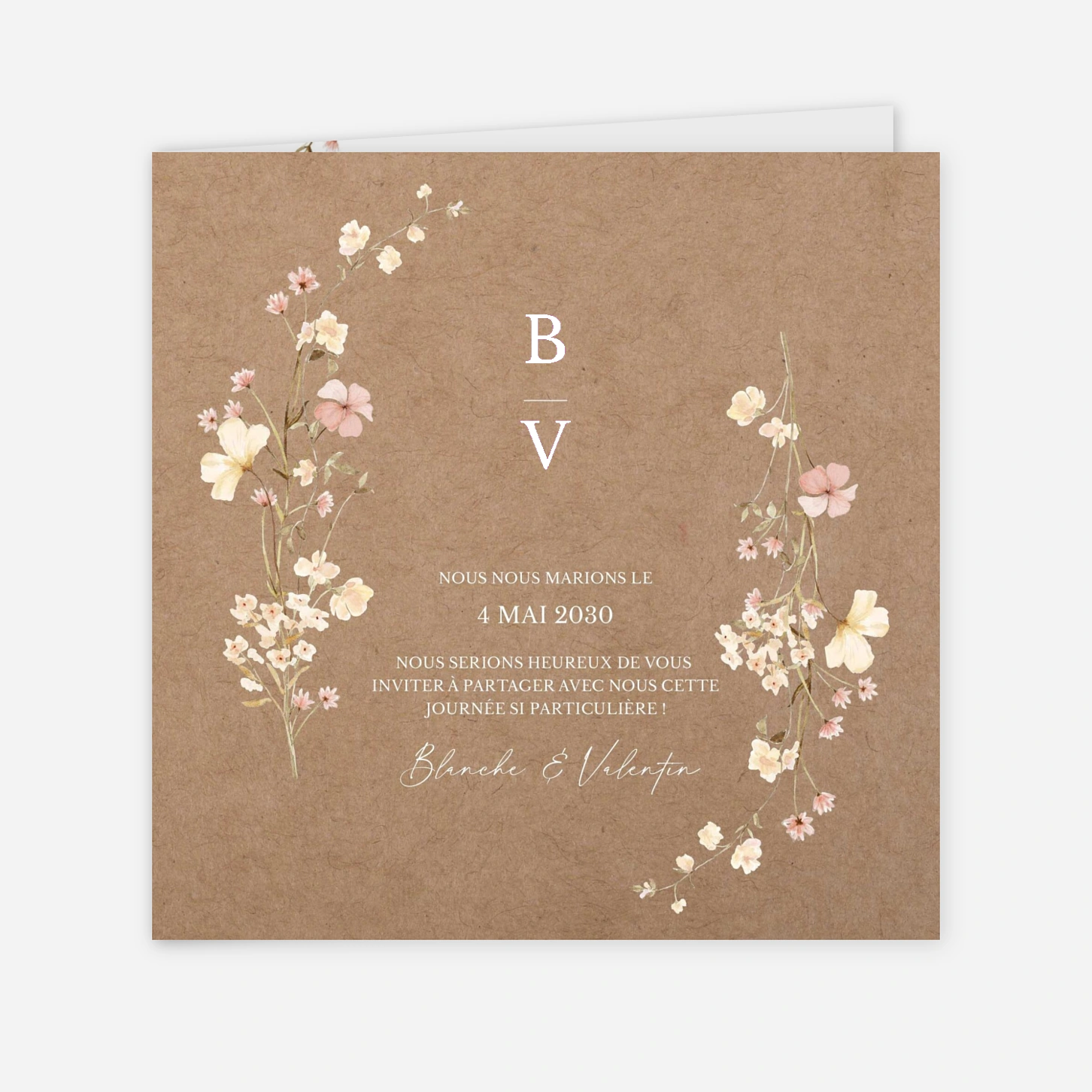 Faire-part mariage Monogramme Floral