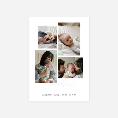 Faire-part naissance Multiphotos minimaliste