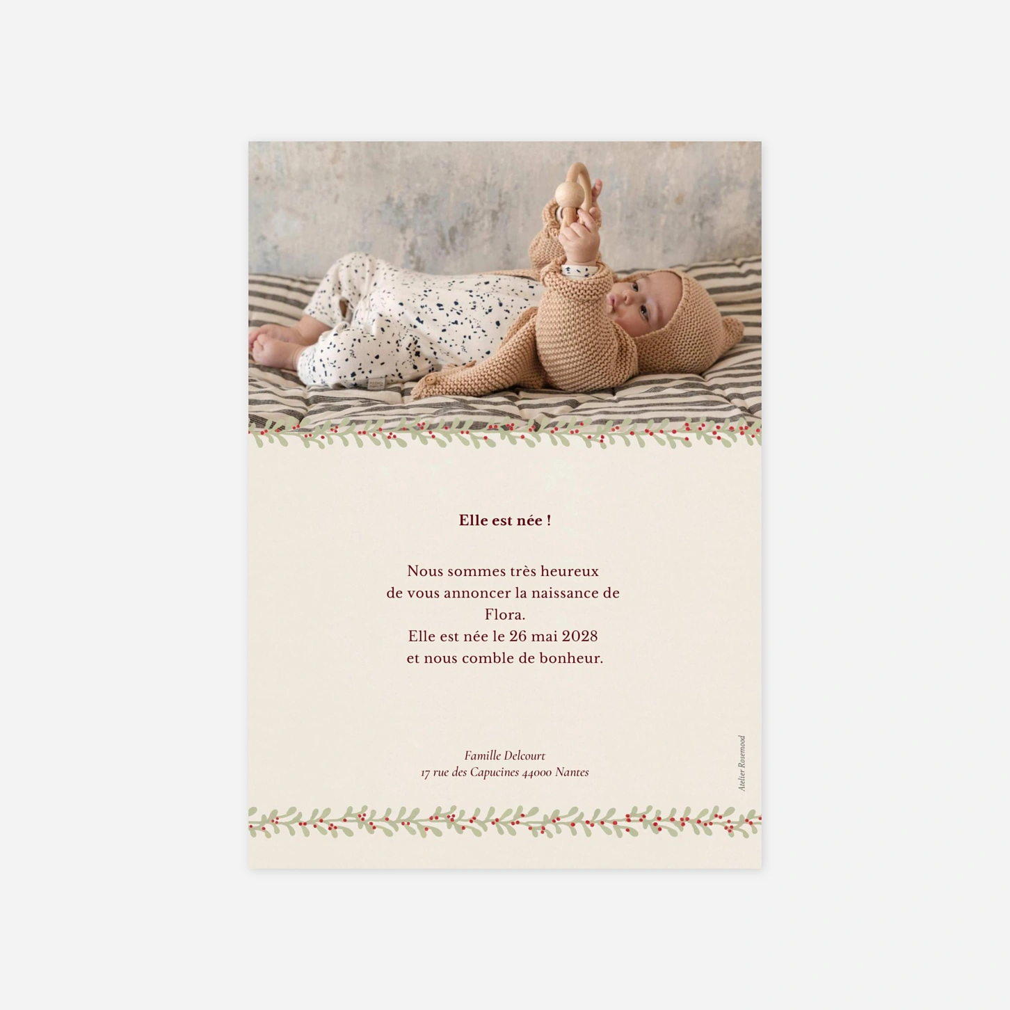 Faire-part naissance Médaillon vintage