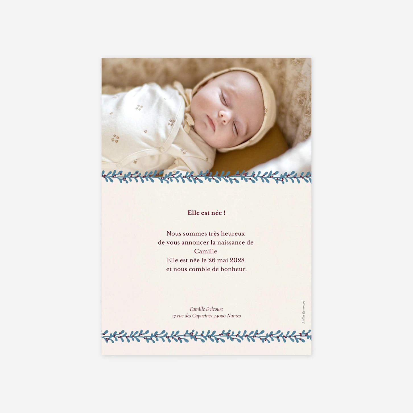 Faire-part naissance Médaillon vintage