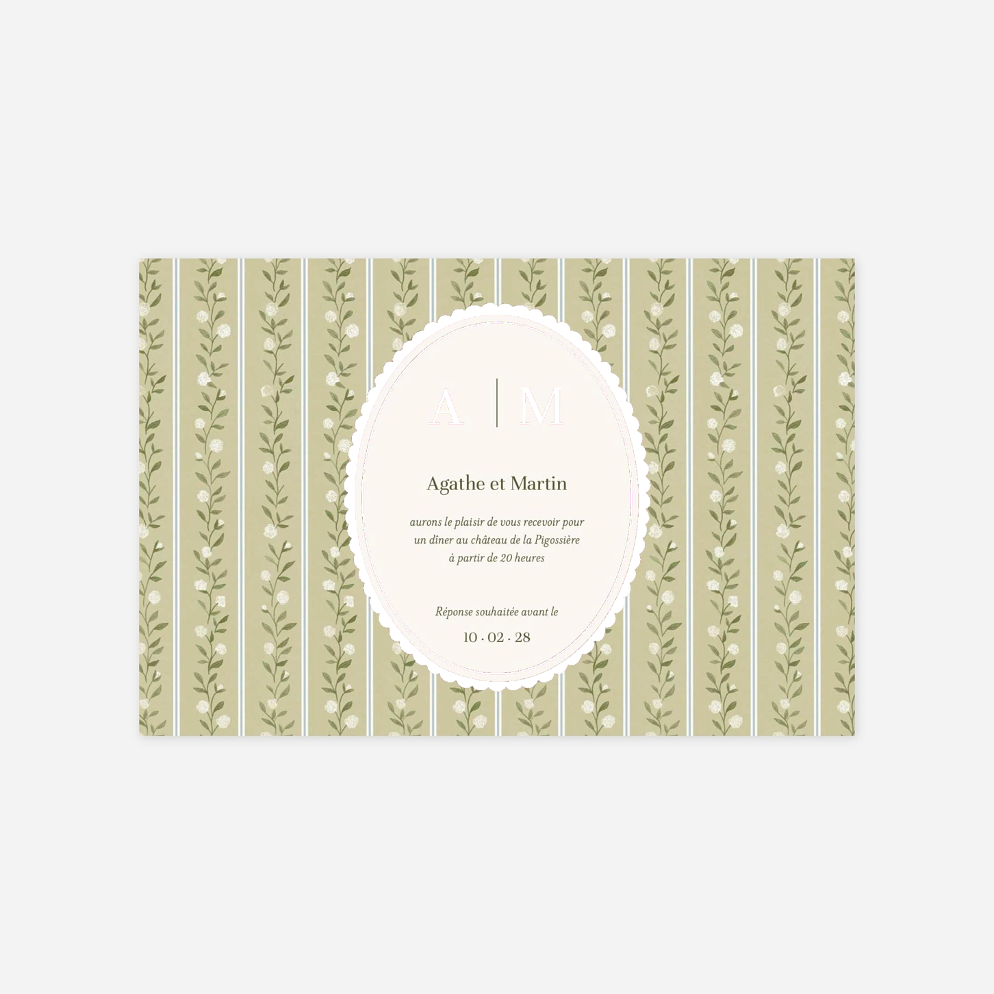 Carton d'invitation Médaillon vintage