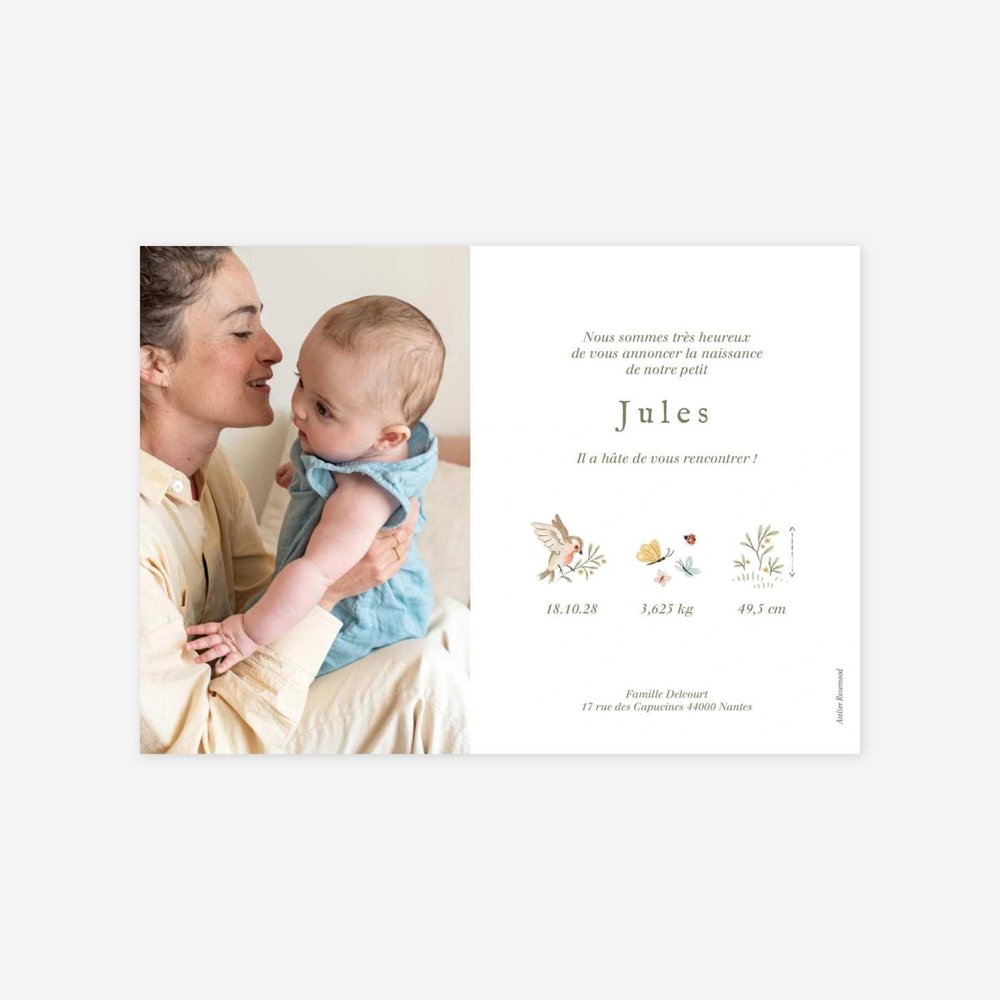 Faire-part naissance Naissance au jardin
