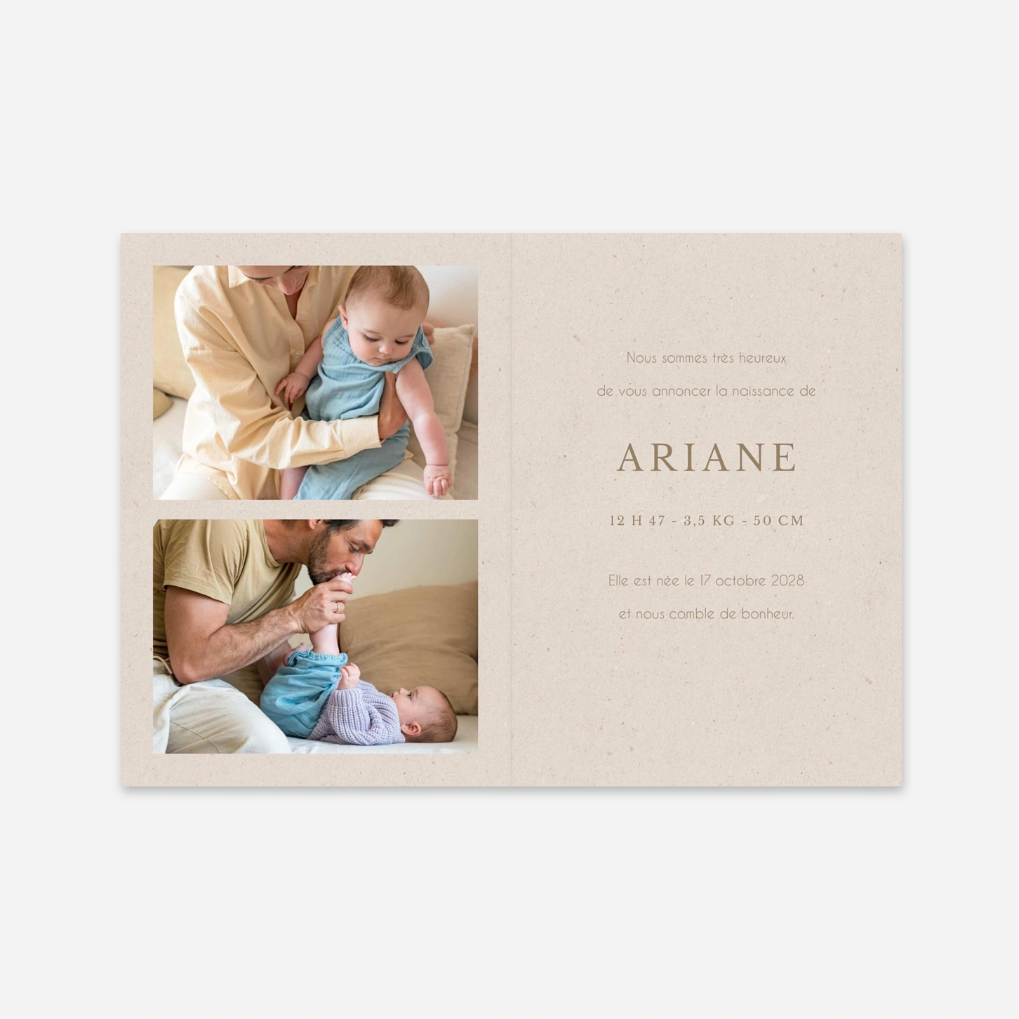 Faire-part naissance Notre Début
