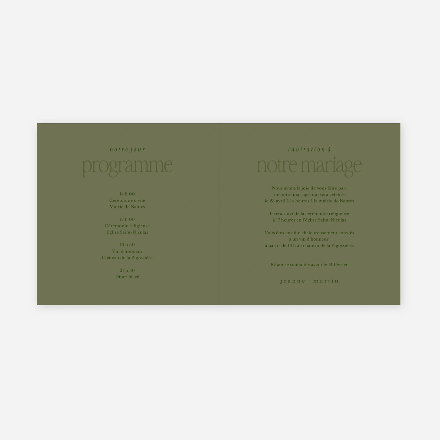 Faire-part mariage Notre jour