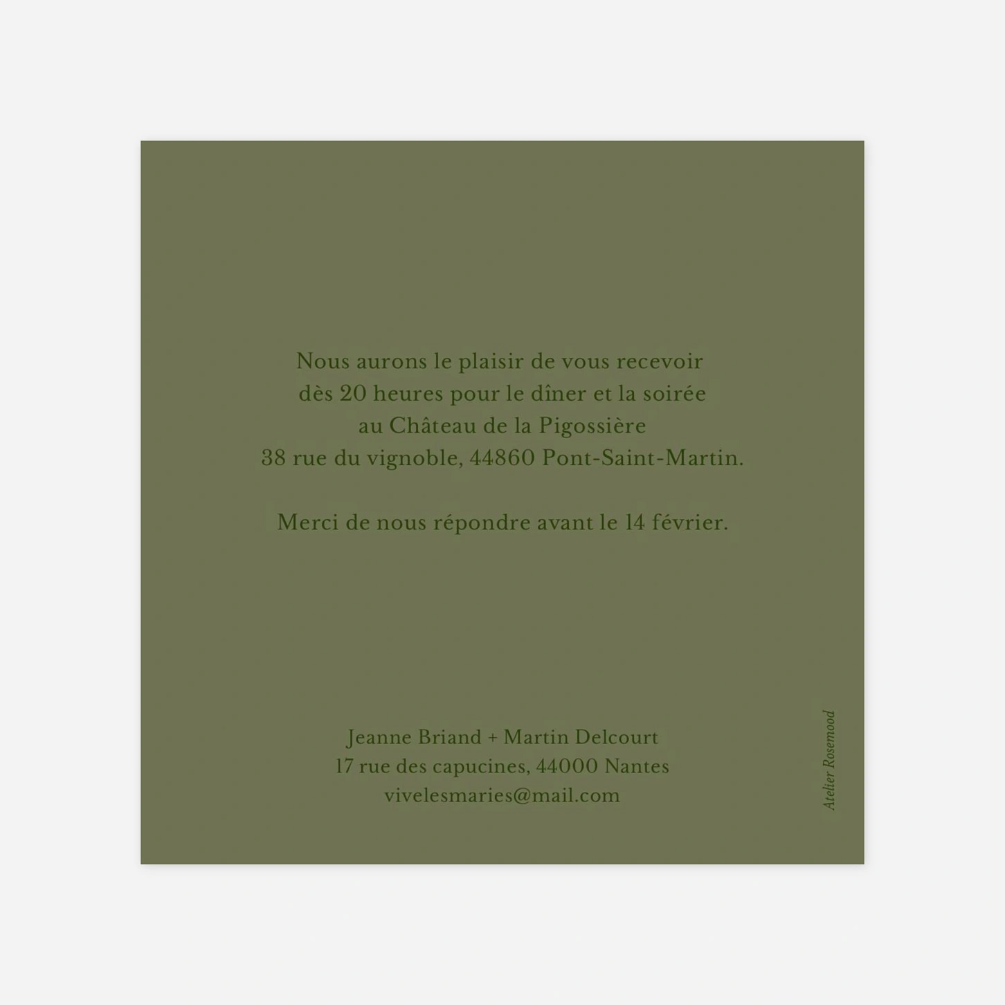 Carton d'invitation Notre jour