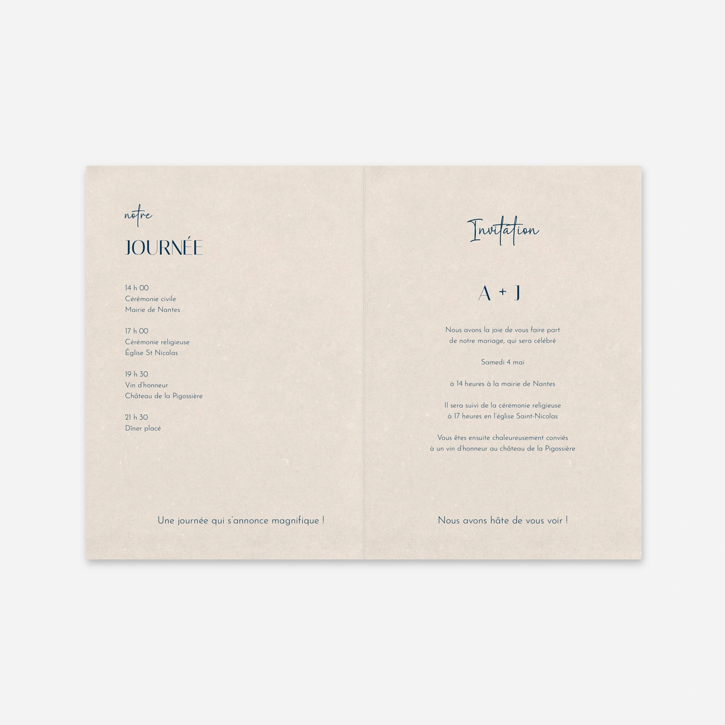 Faire-part mariage Nos Sentiments