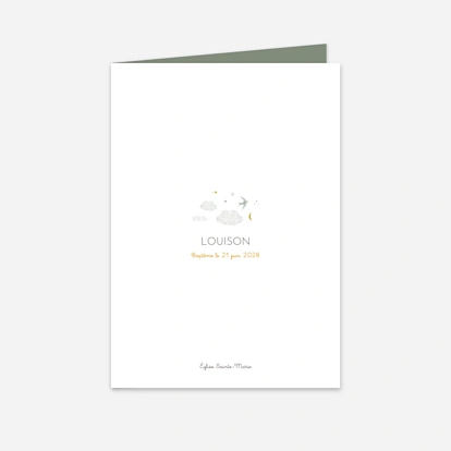 Livret de messe baptême Nuage de lait
