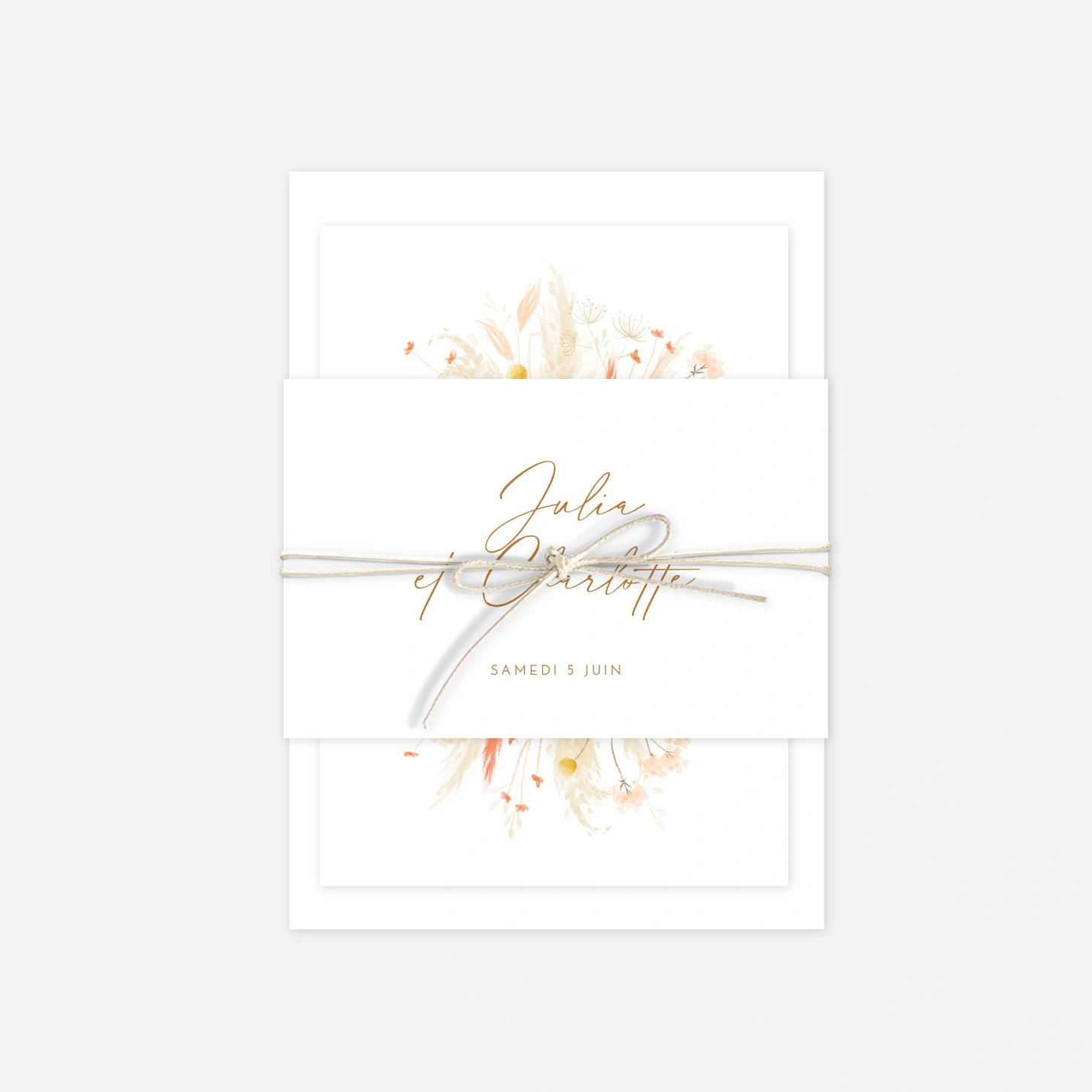 Faire-part mariage Pampas fleuries