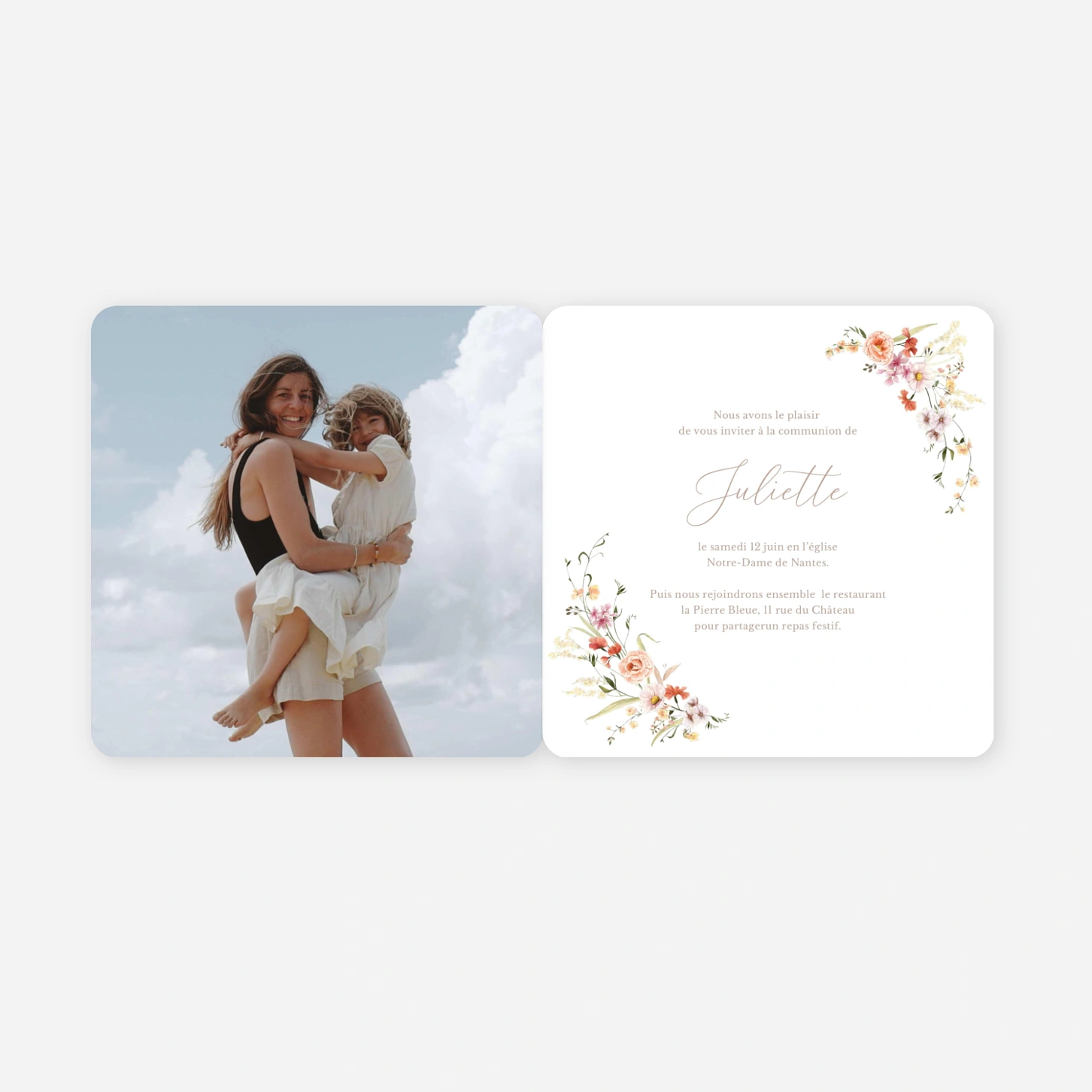 Invitation communion Petit bouquet