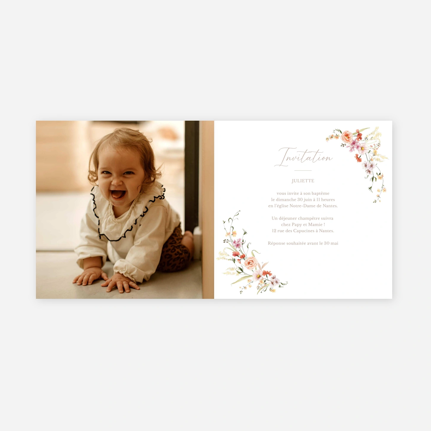 Faire-part baptême Petit bouquet