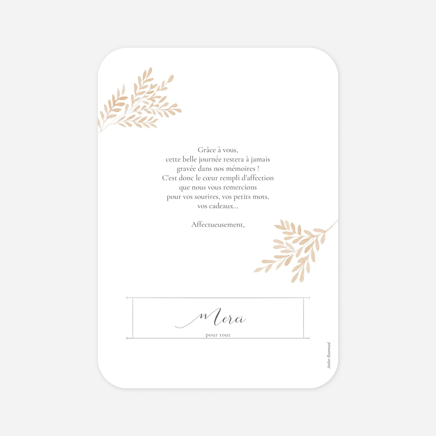 Carte de remerciements Petits brins