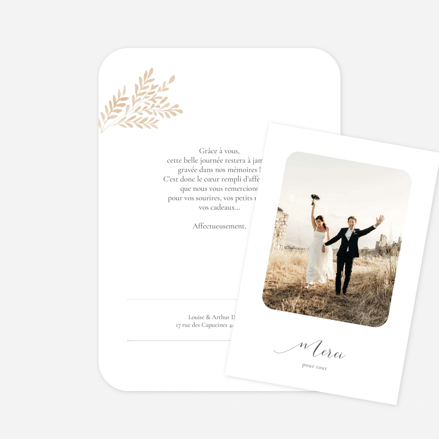 Carte de remerciements Petits brins