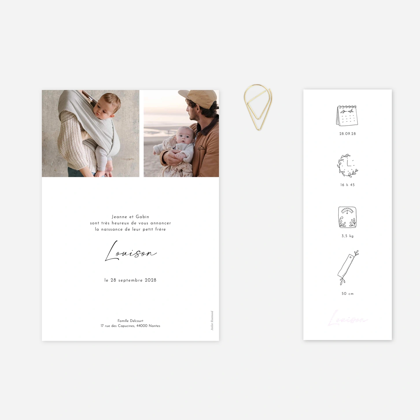 Faire-part naissance Pictos douceur