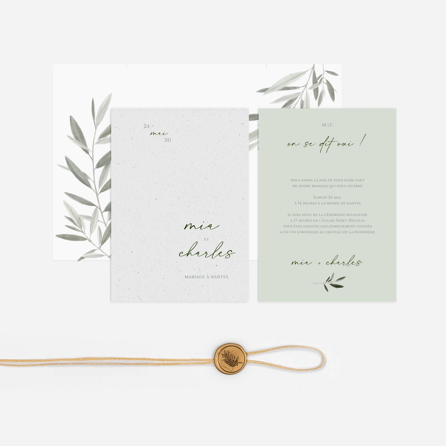 Faire-part mariage Brins d’olivier