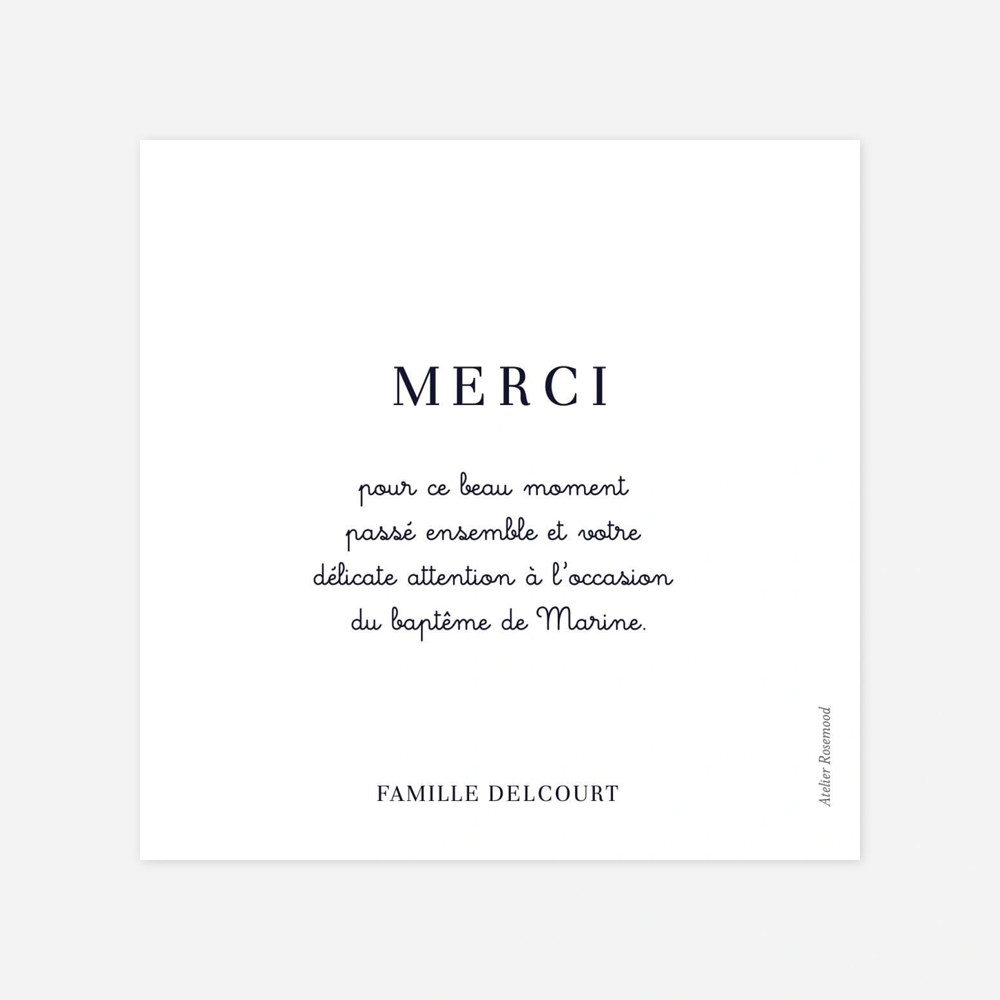 Carte remerciement baptême Petite Étiquette