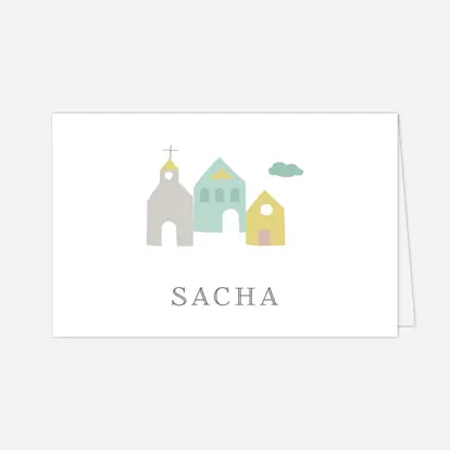 Marque-place Baptême Petit village