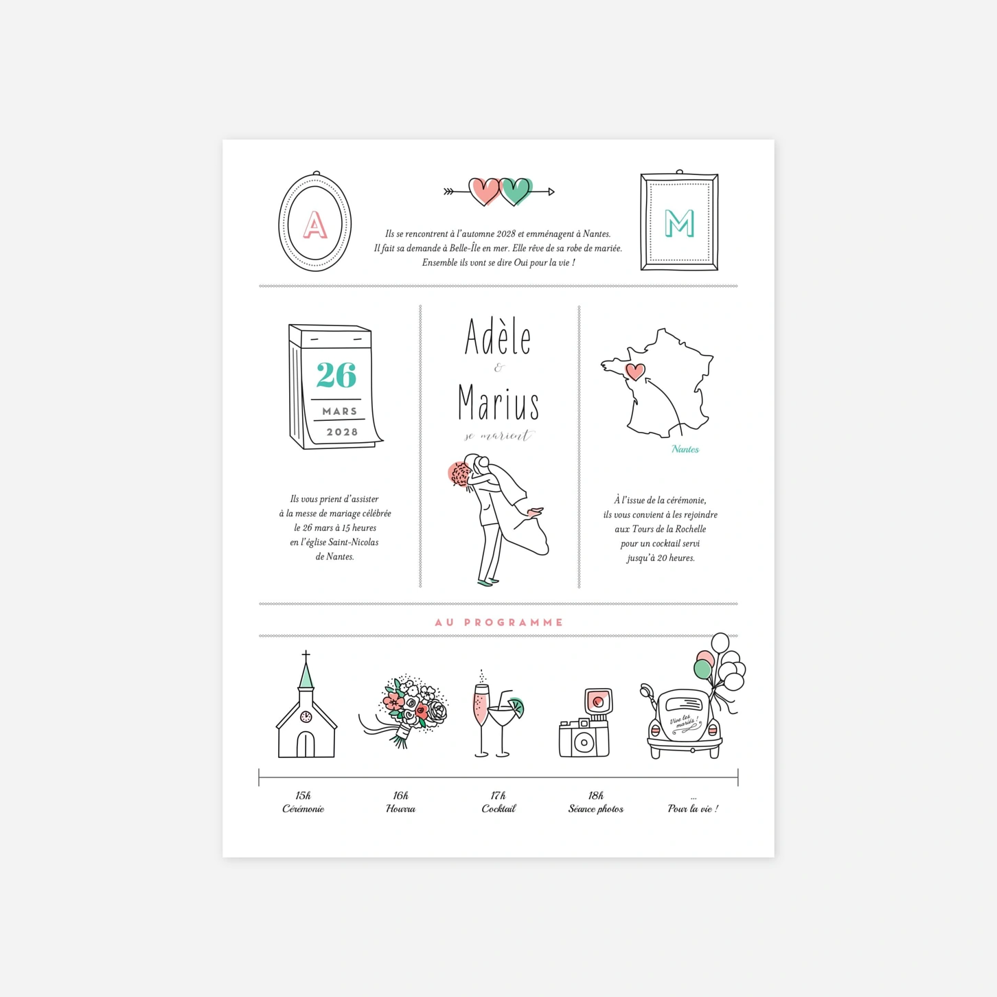 Faire-part mariage Pictos