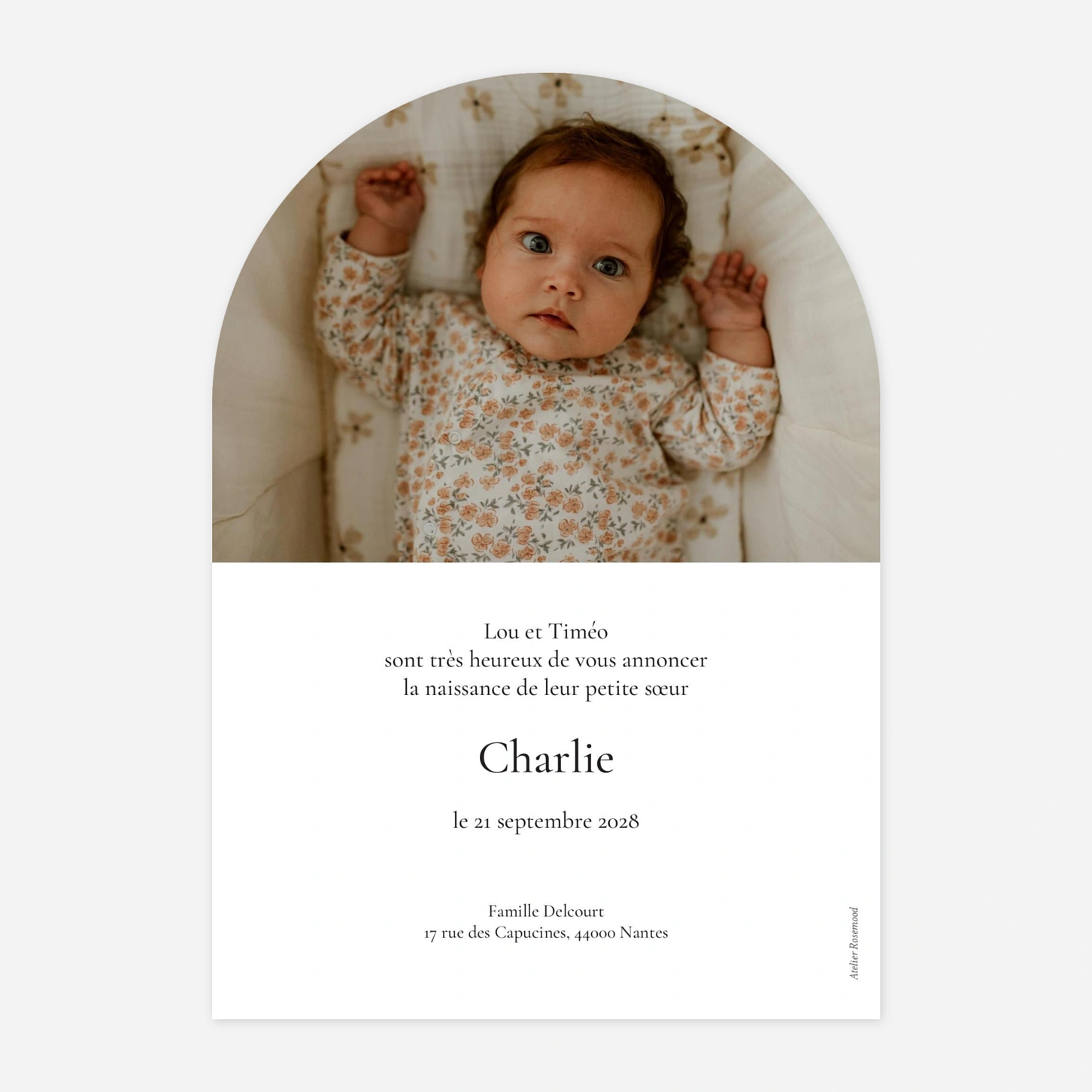 Faire-part naissance Picto doré multiphoto