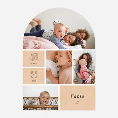 Faire-part naissance Picto pastel