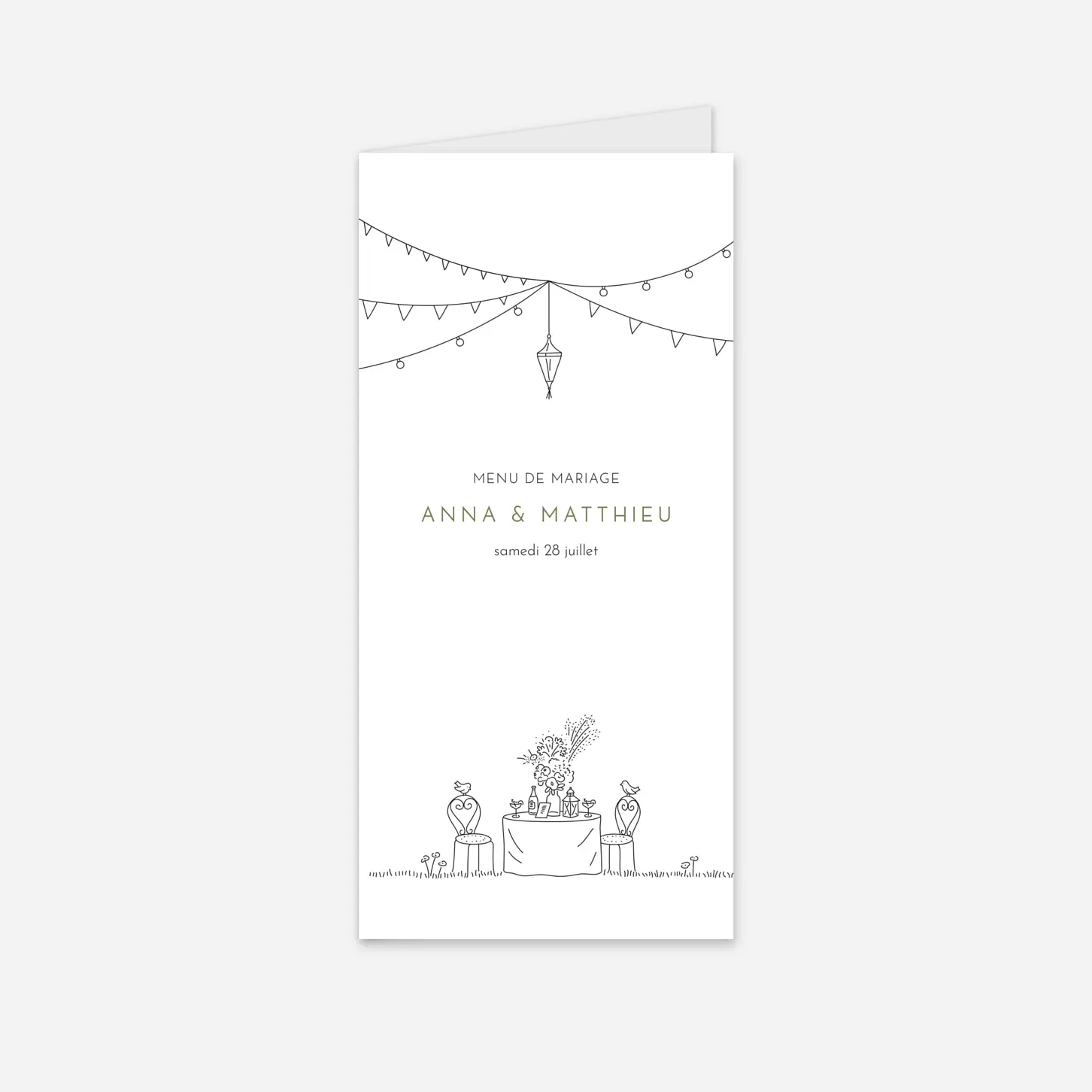 Menu mariage Promesse bohême