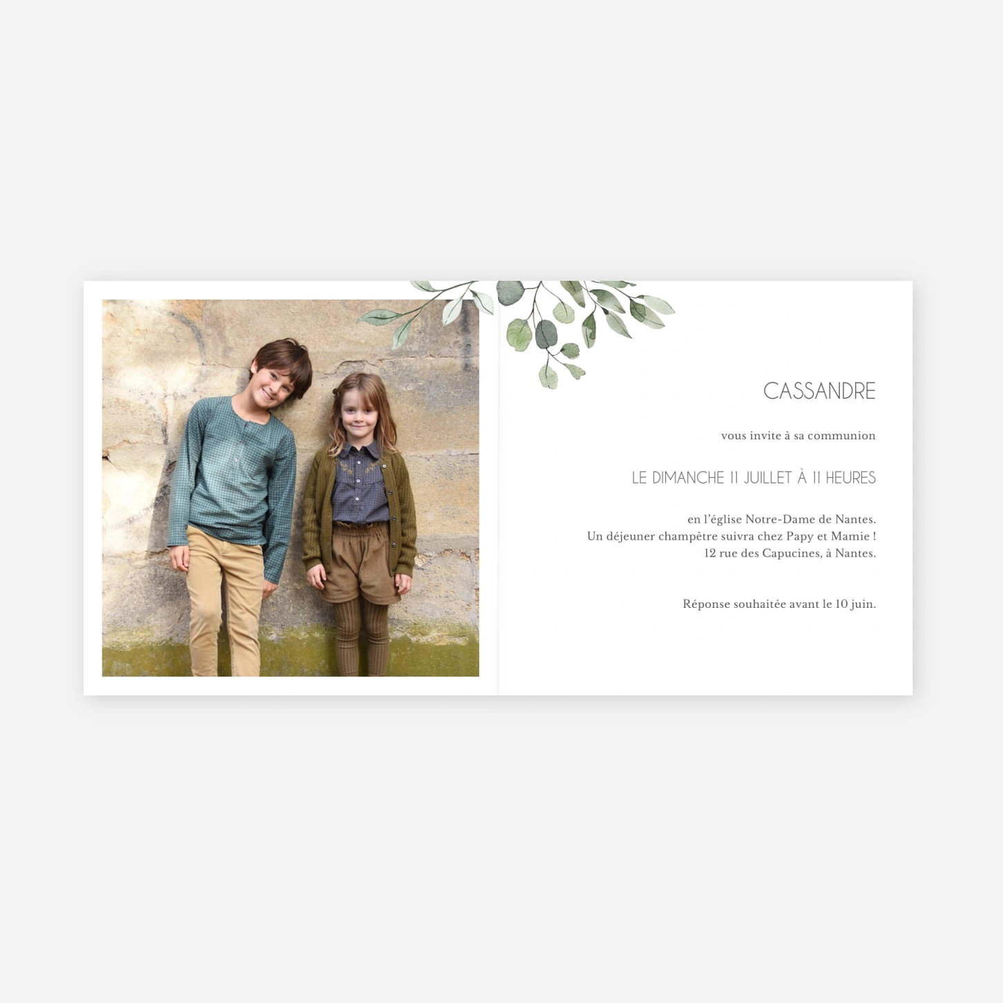 Invitation communion Promesse Eucalyptus