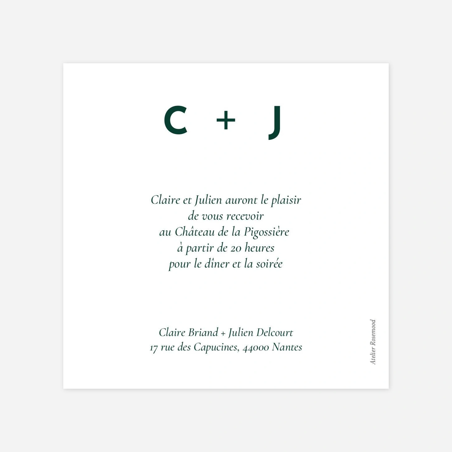 Carton d'invitation Pour la vie