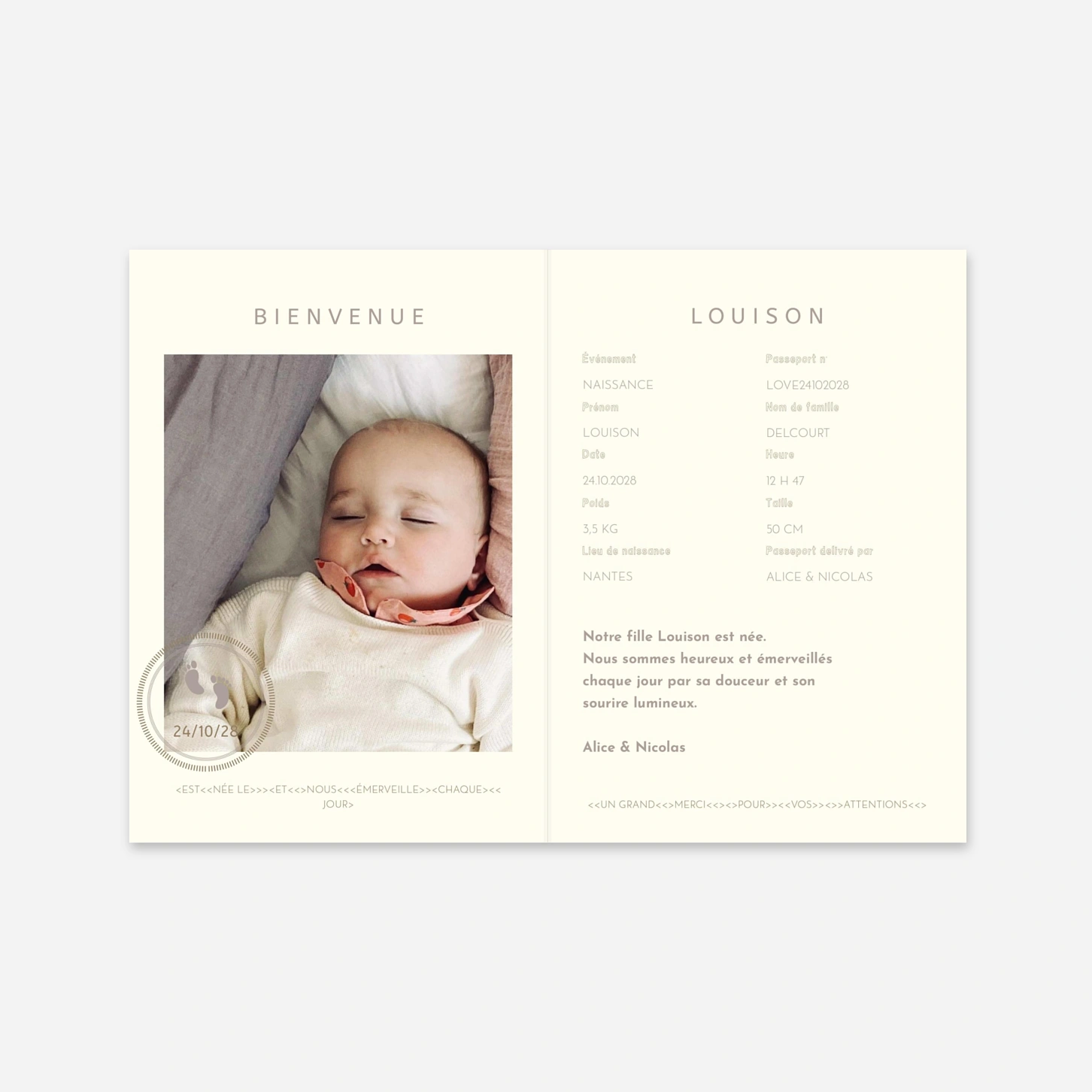 Faire-part naissance Premier voyage